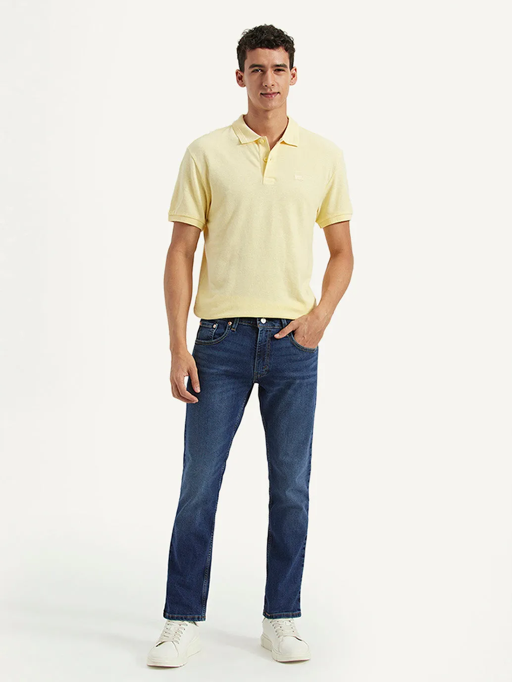 Men's 65504 Blue Skinny Fit Mid Rise Jeans Fashion Uniform Outdoor Comfort
