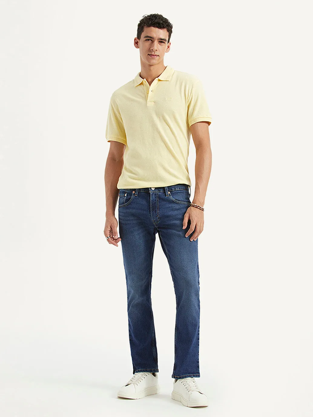 Men's 65504 Blue Skinny Fit Mid Rise Jeans Simple Match
