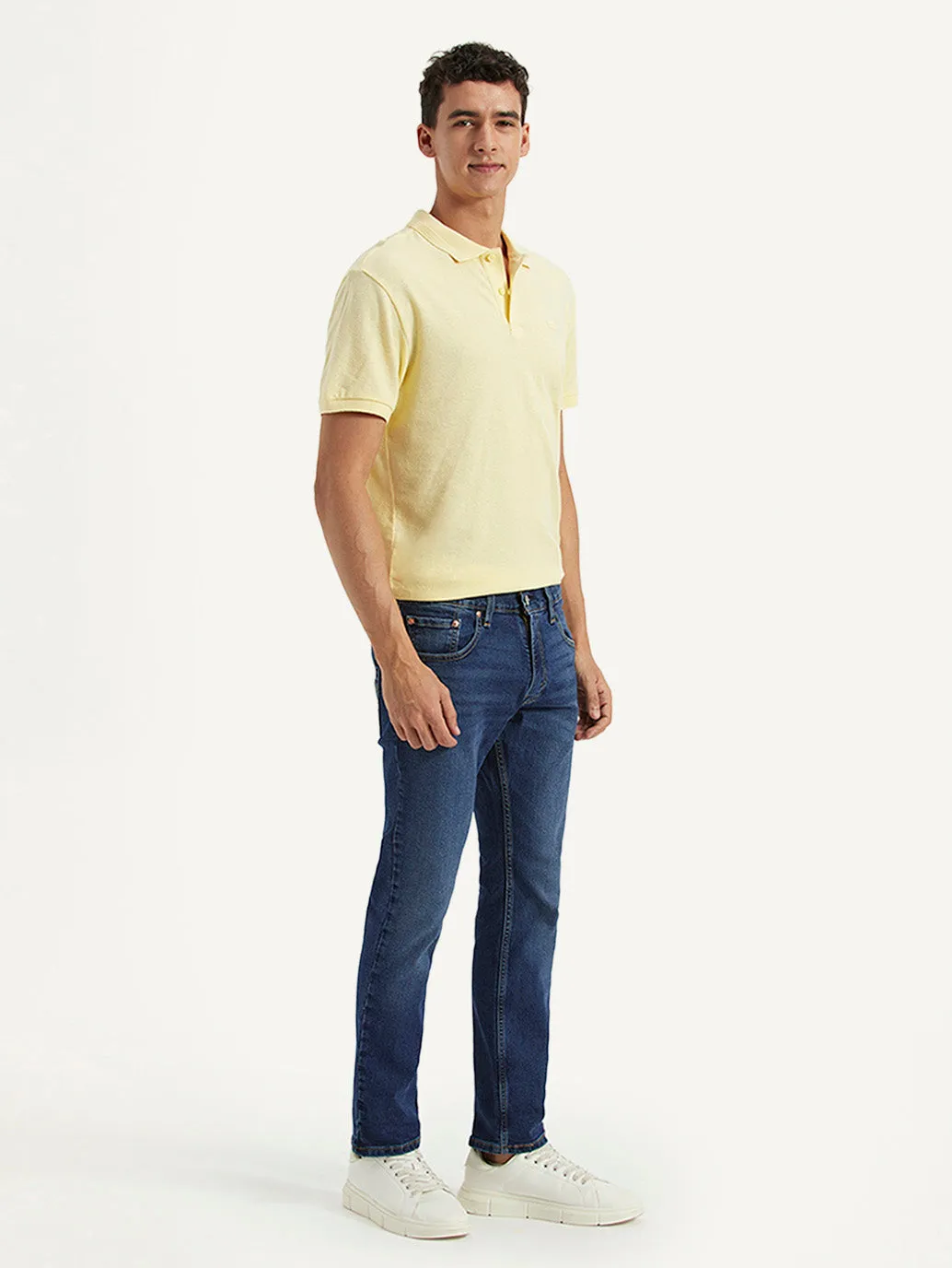 Men's 65504 Blue Skinny Fit Mid Rise Jeans Lightweight Denim Blend Essential Basics