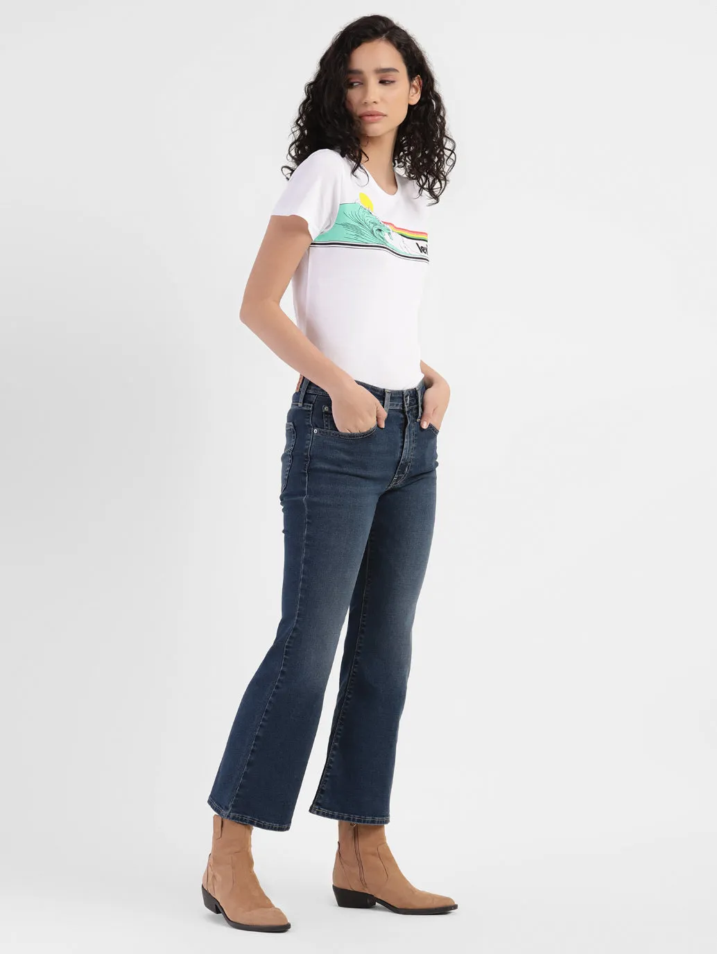 Go Out Style Wrinkle Free Fabric Treatment Women's 726 Blue Flared Fit Mid Rise Jeans