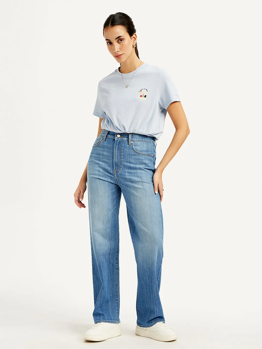 Street Routine Daywear Option Women's Blue Ribcage Straight Fit High Rise Jeans