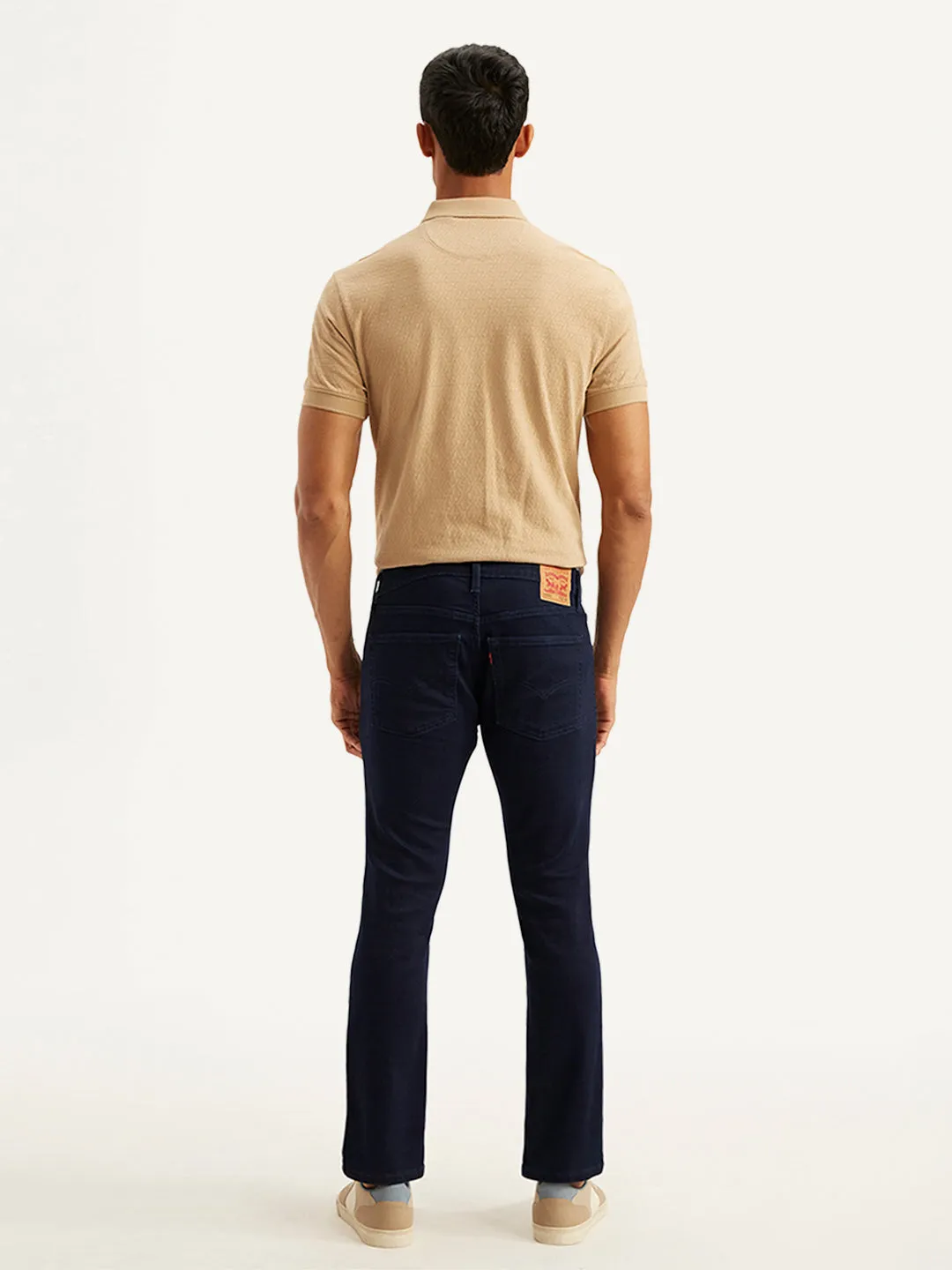 Men's 65504 Dark Blue Skinny Fit Mid Rise Jeans Classic Style Wrinkle Free Fabric Treatment