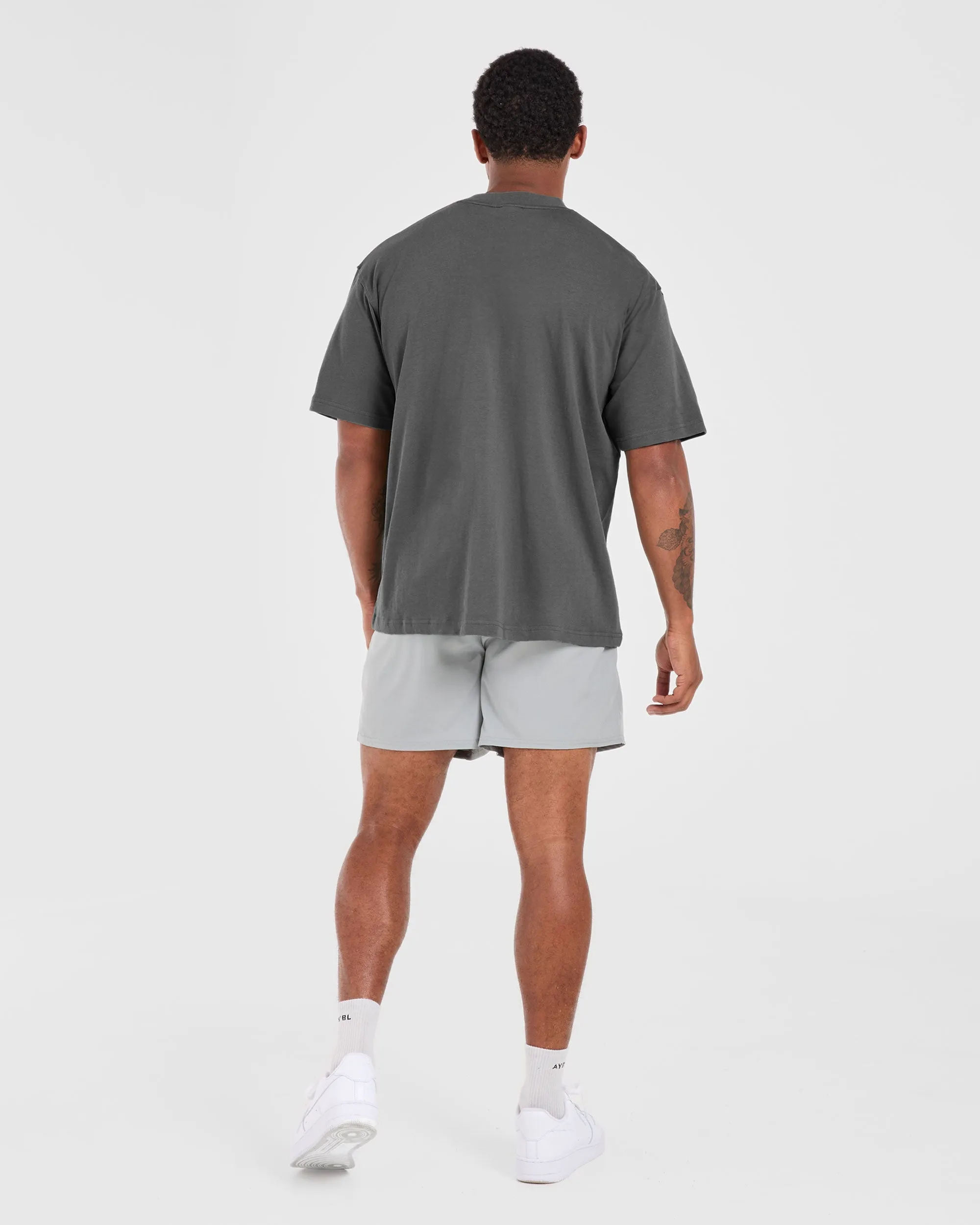Organic Cotton Blend Lift Club Oversized T Shirt - Charcoal