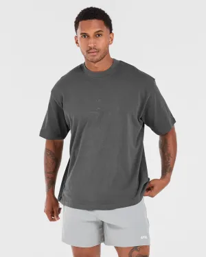 Foam Print Detail Lift Club Oversized T Shirt - Charcoal