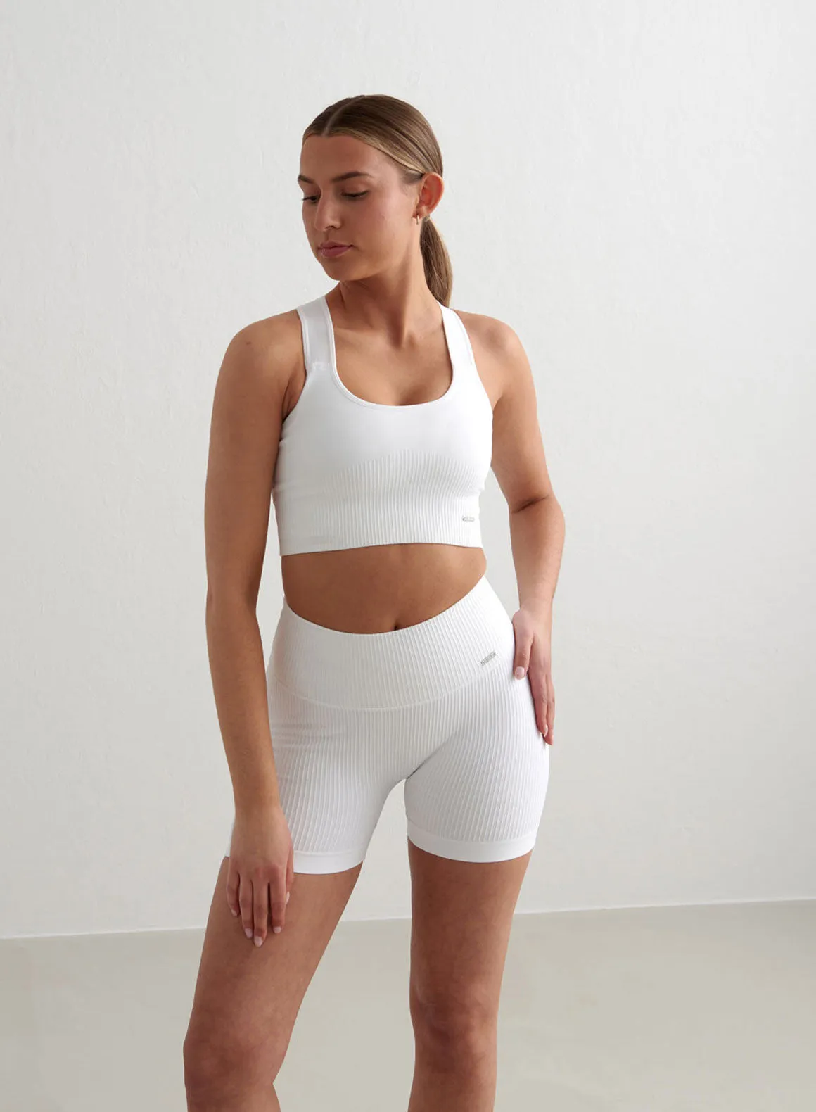 White Ribbed Midi Biker Shorts denim alternative Mother's Day gift