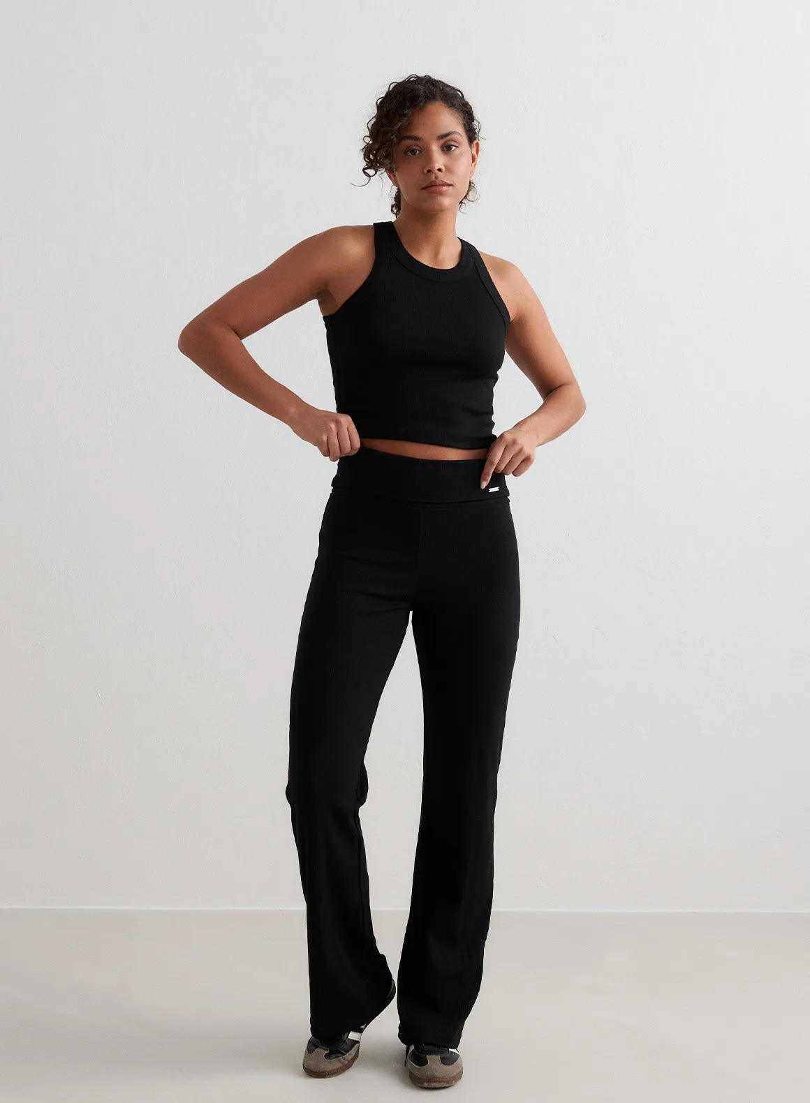 AbrasionResistant Four Way Stretch Black Ease Ribbed Pants
