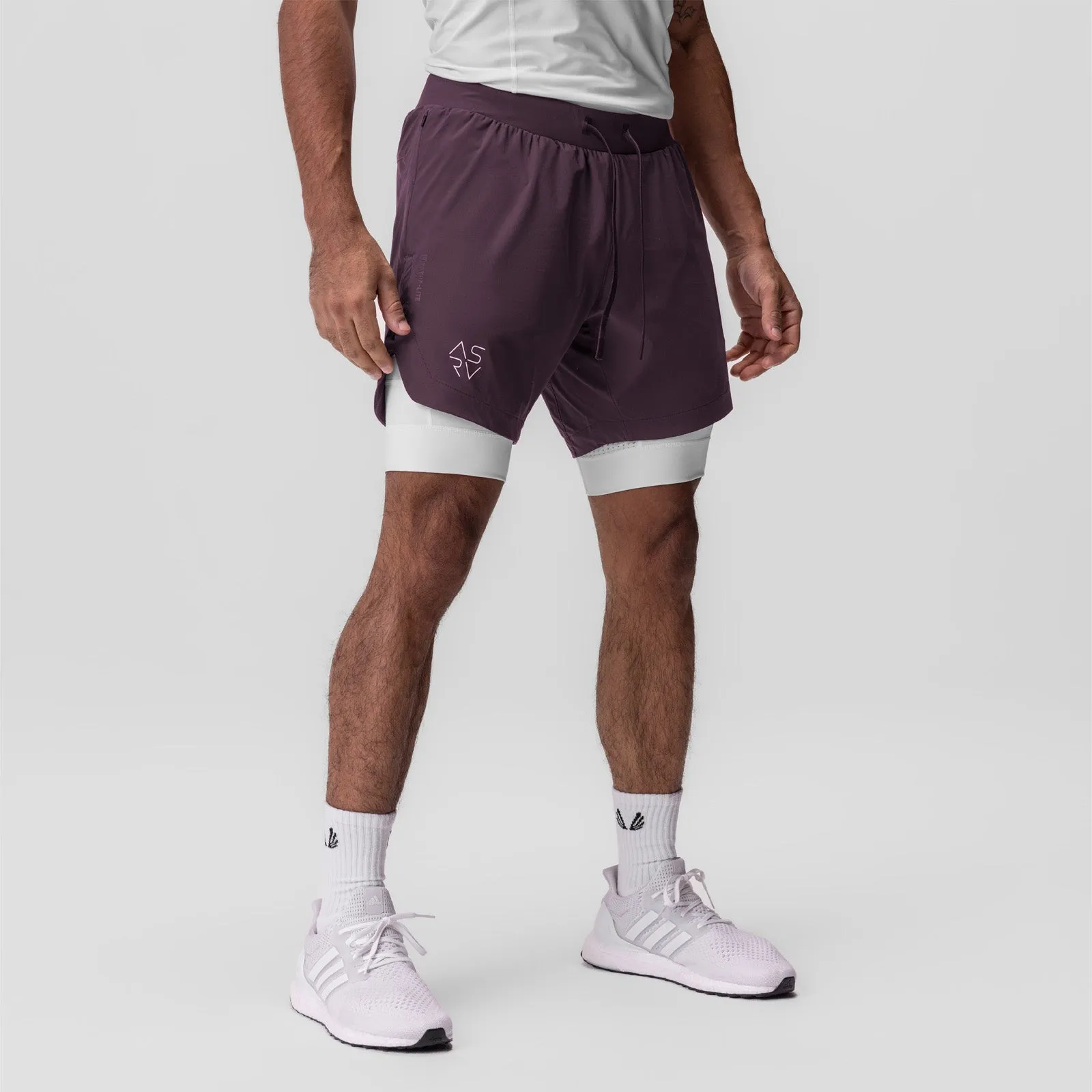 Casual Comfort Casual Fit 0866. Tetra-Lite? 7" Liner Short - Deep Purple "Cyber"/White