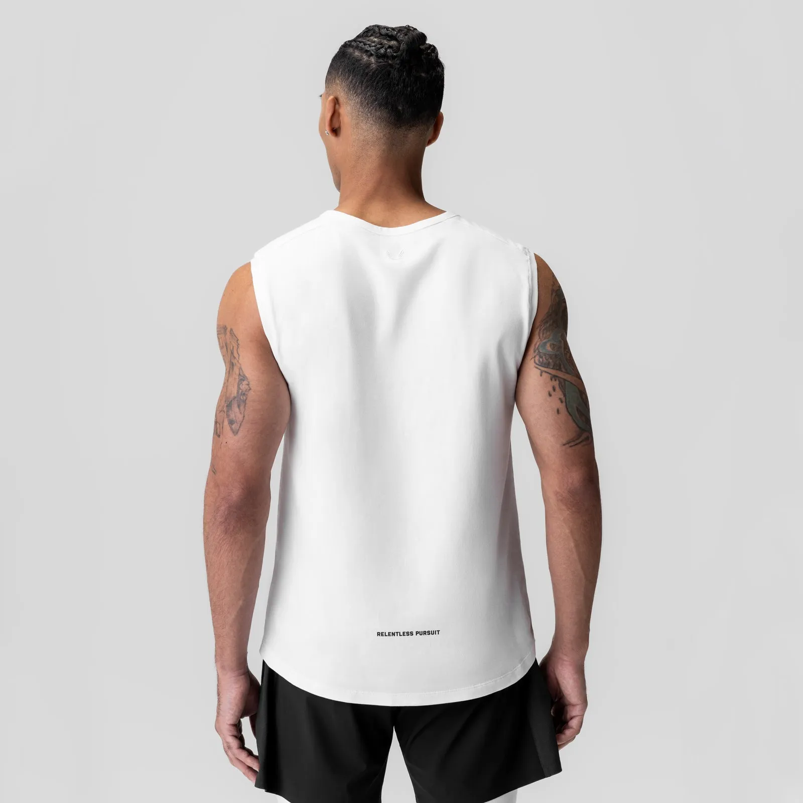 1060. Creora? Cotton Modal Cutoff Tank - White Durable Double Stitching Anti Slip Shoulder Straps