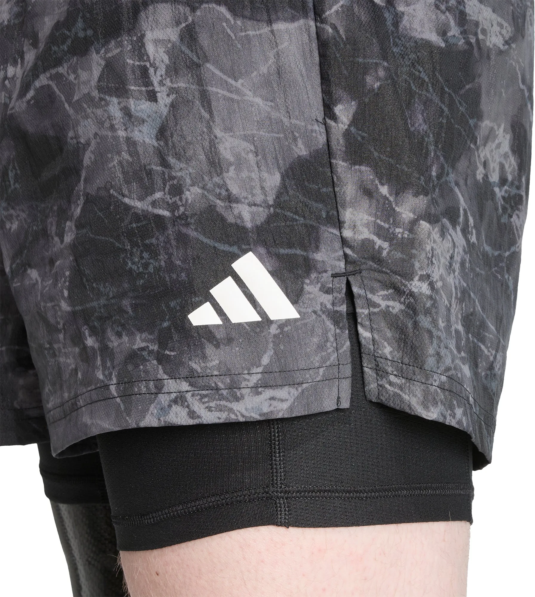 Versatile Layering Capability adidas Own The Run Spray Dye 2 In 1 Mens Running Shorts - Grey