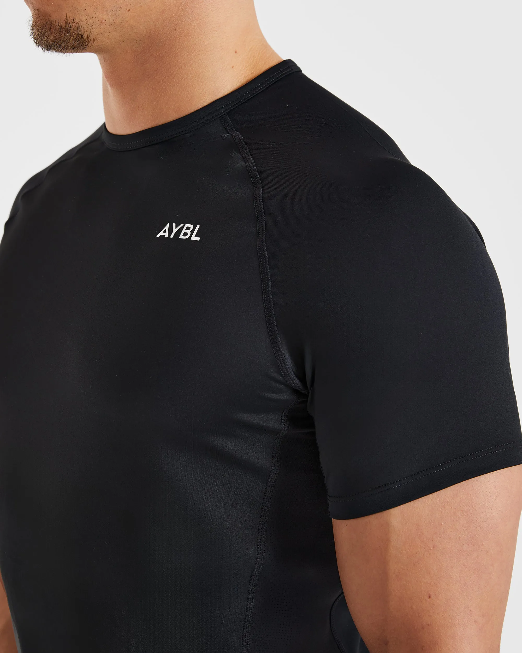 Compression Relaxed T Shirt - Black Loose fitting comfort Layered Sleeve