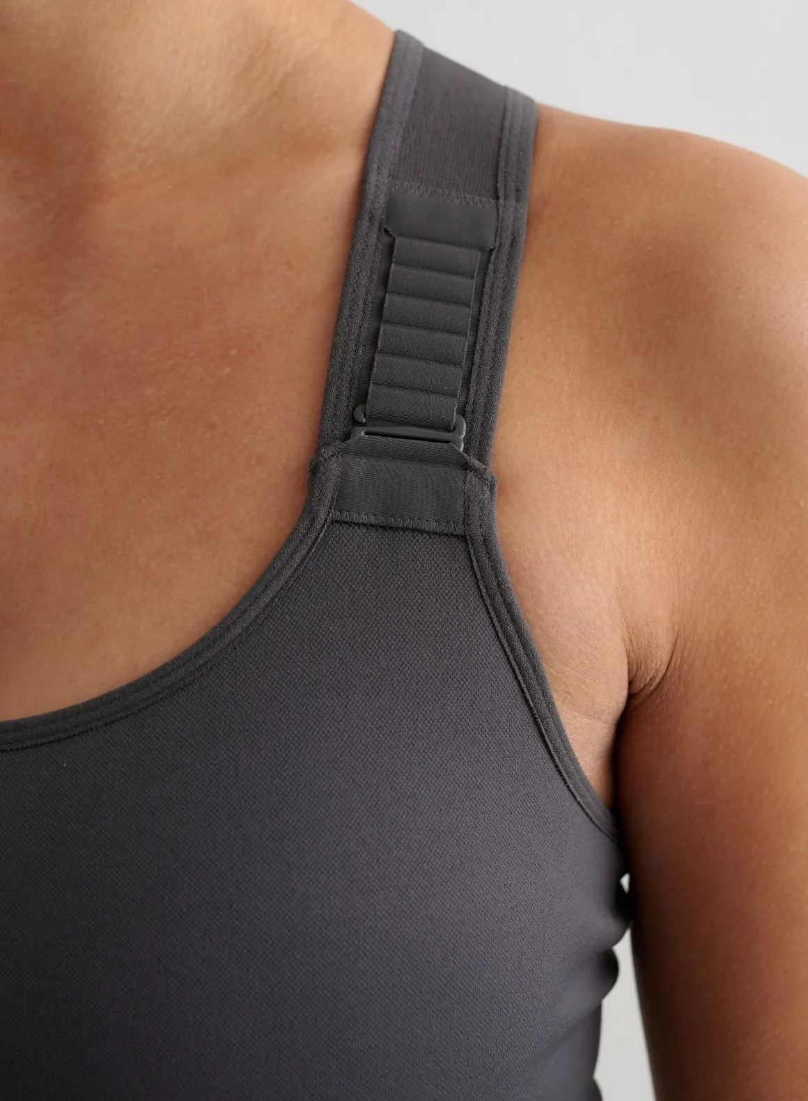 heavy - weight Shadow Grey Ribbed Seamless High Support Bralette