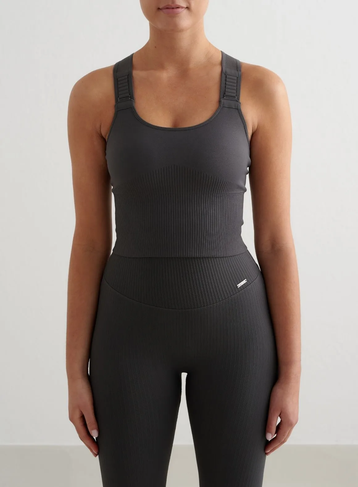 Shadow Grey Ribbed Seamless High Support Bralette radar detection