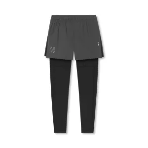 0911. Tetra-Lite? 2-in-1 High Split Legging Short - Space Grey "Cyber"/Black Hot Day