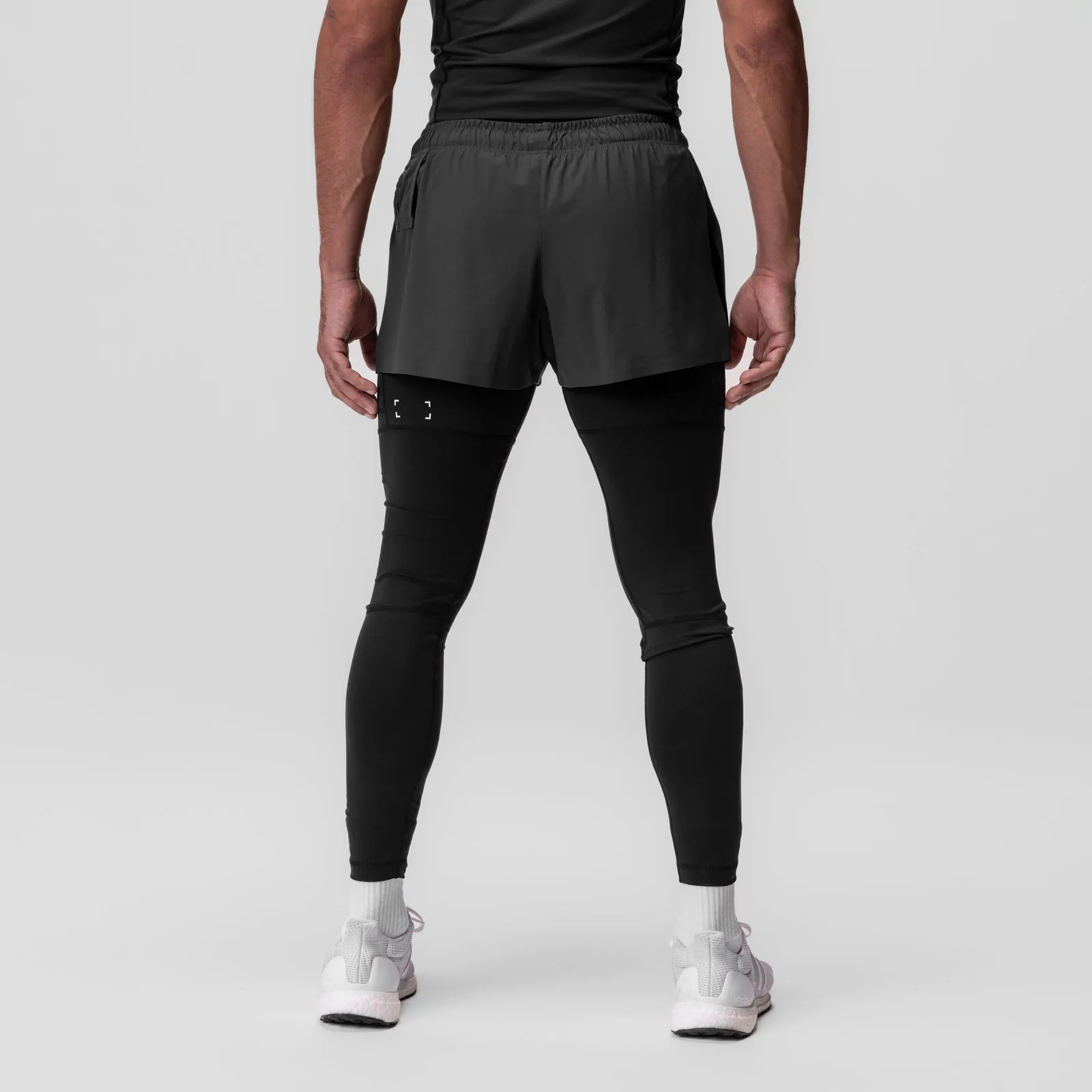 Designer Style Seamless Integration 0911. Tetra-Lite? 2-in-1 High Split Legging Short - Space Grey "Cyber"/Black