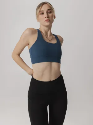 Elevate Bra In Steele Blue Workout Ready Design