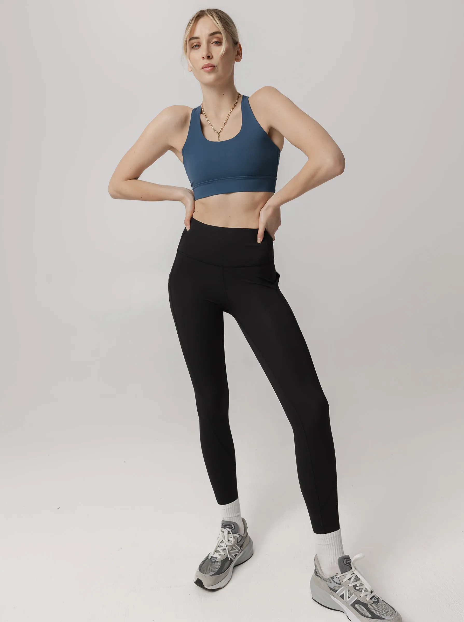 Retroreflective Accents Elevate Bra In Steele Blue