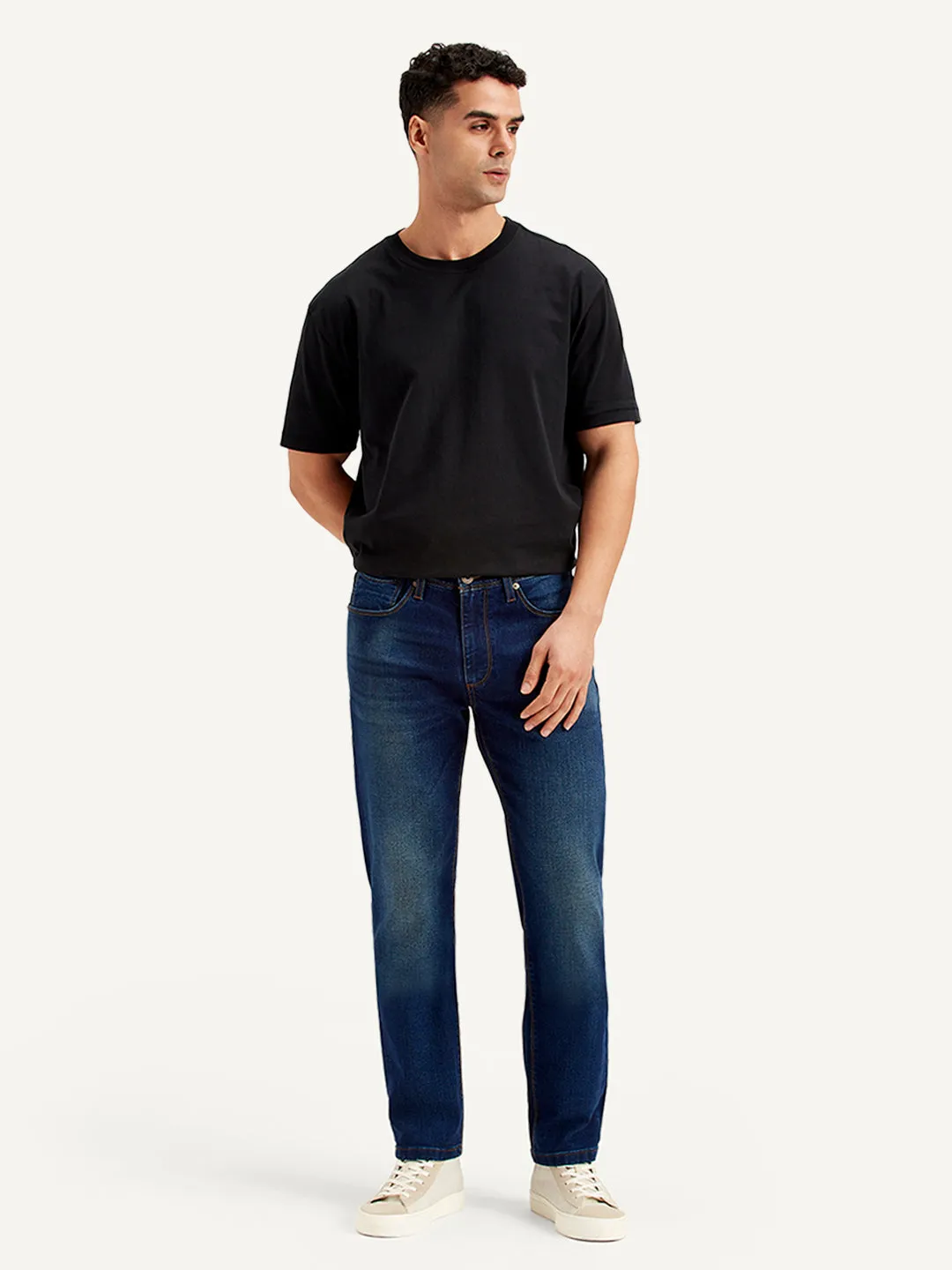 Men's 511 Navy Blue Slim Fit Mid Rise Jeans Breathable Denim