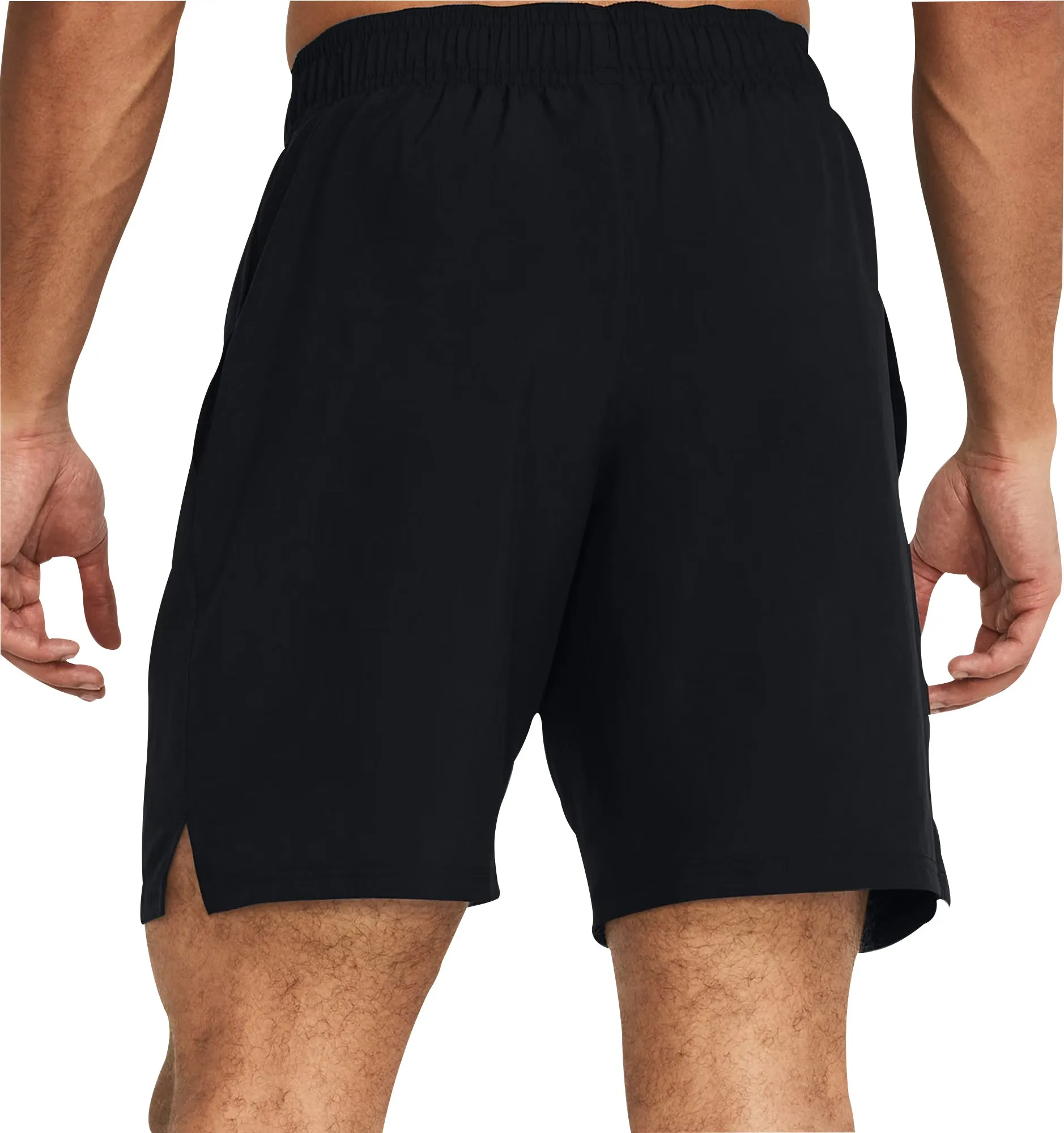 skateboarding outfit Airy Design Under Armour Tech Woven Wordmark Mens Training Shorts - Black
