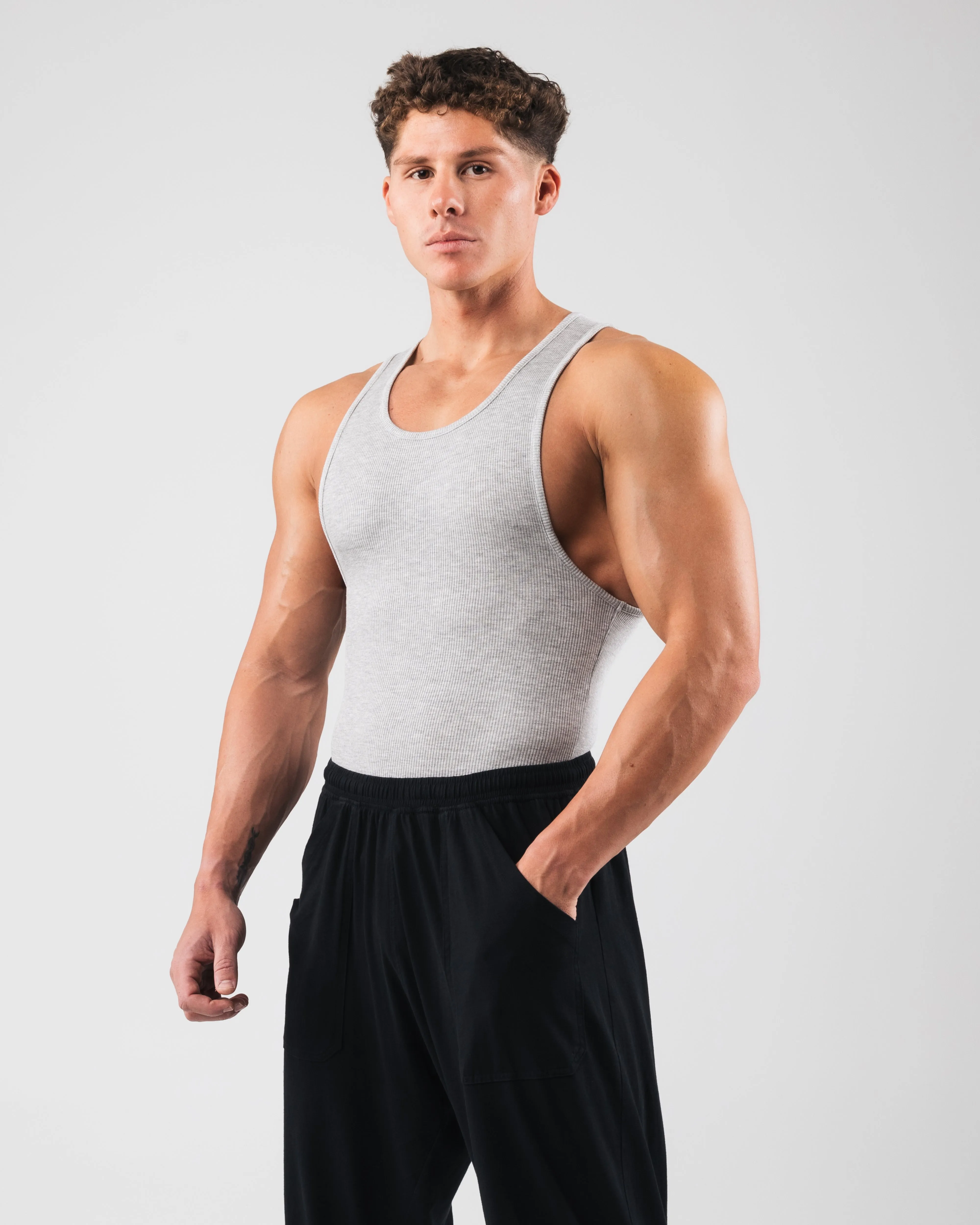 Zero Ribbed Tank 2pk - Heather Grey Ventilated Mesh Durable Double Stitched Seams