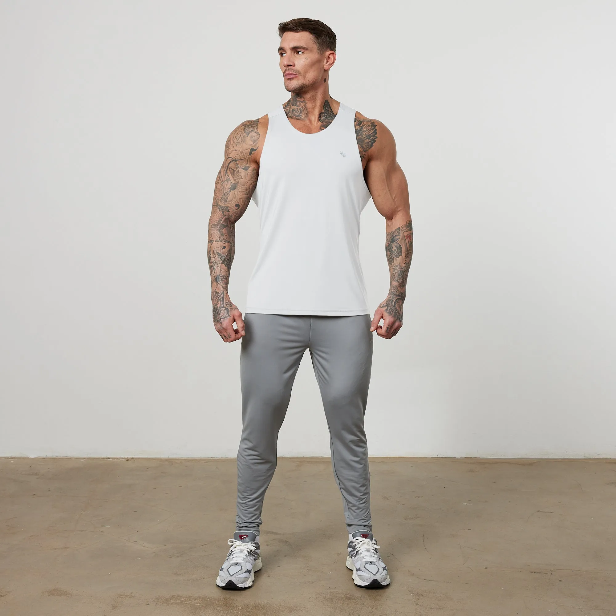 Vanquish Essential White Performance Tank Top close range combat Wicking Interior Layer