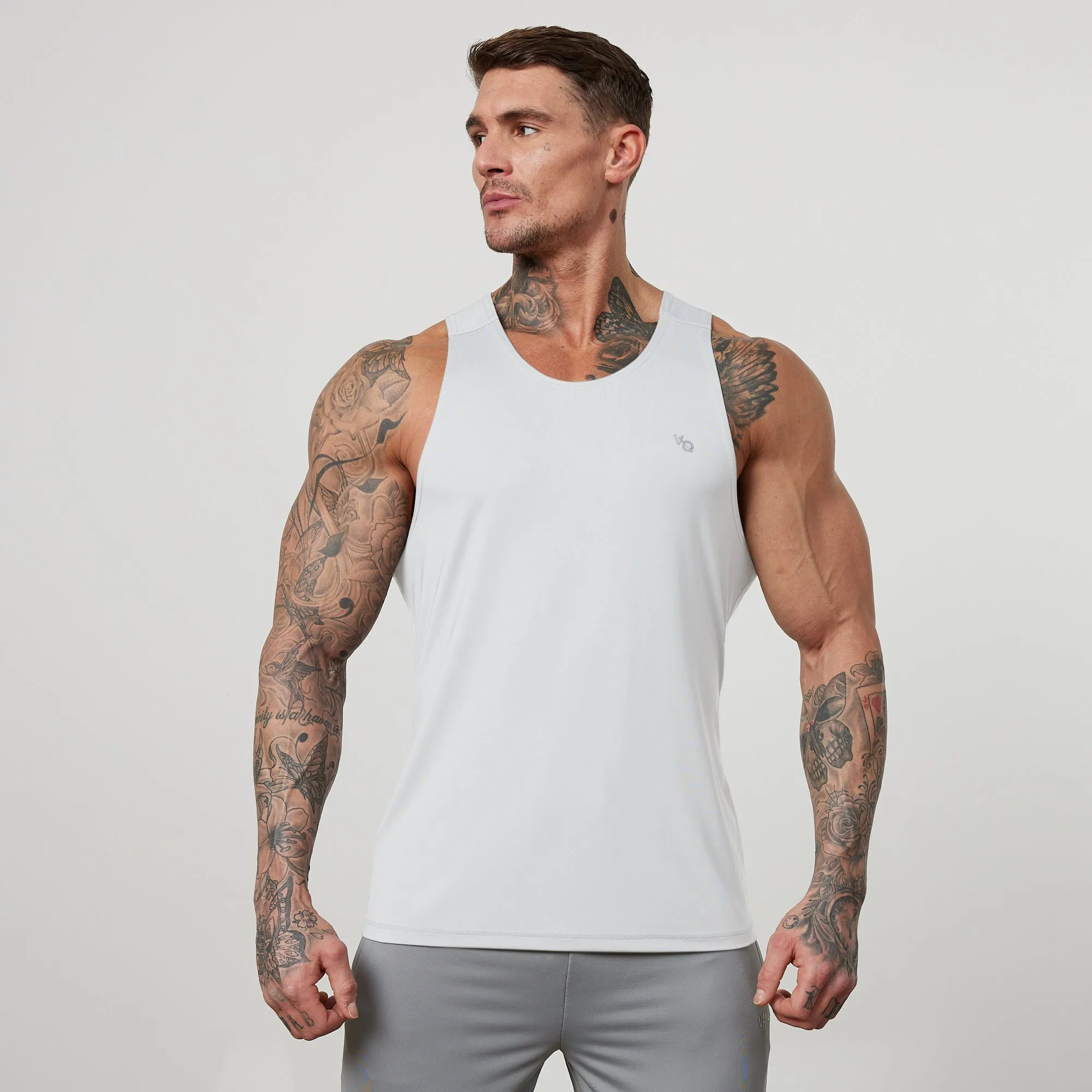 easy move composite material Vanquish Essential White Performance Tank Top
