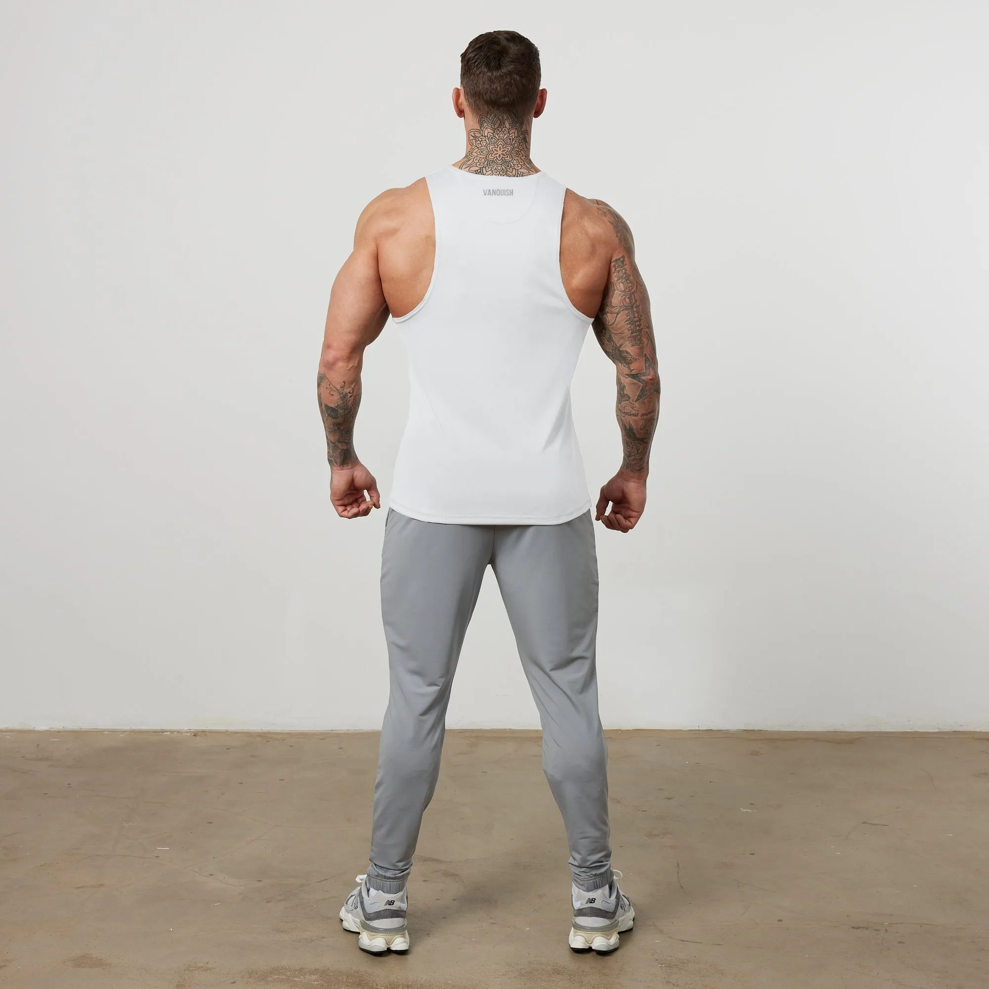 Vanquish Essential White Performance Tank Top Flexible Ribbing
