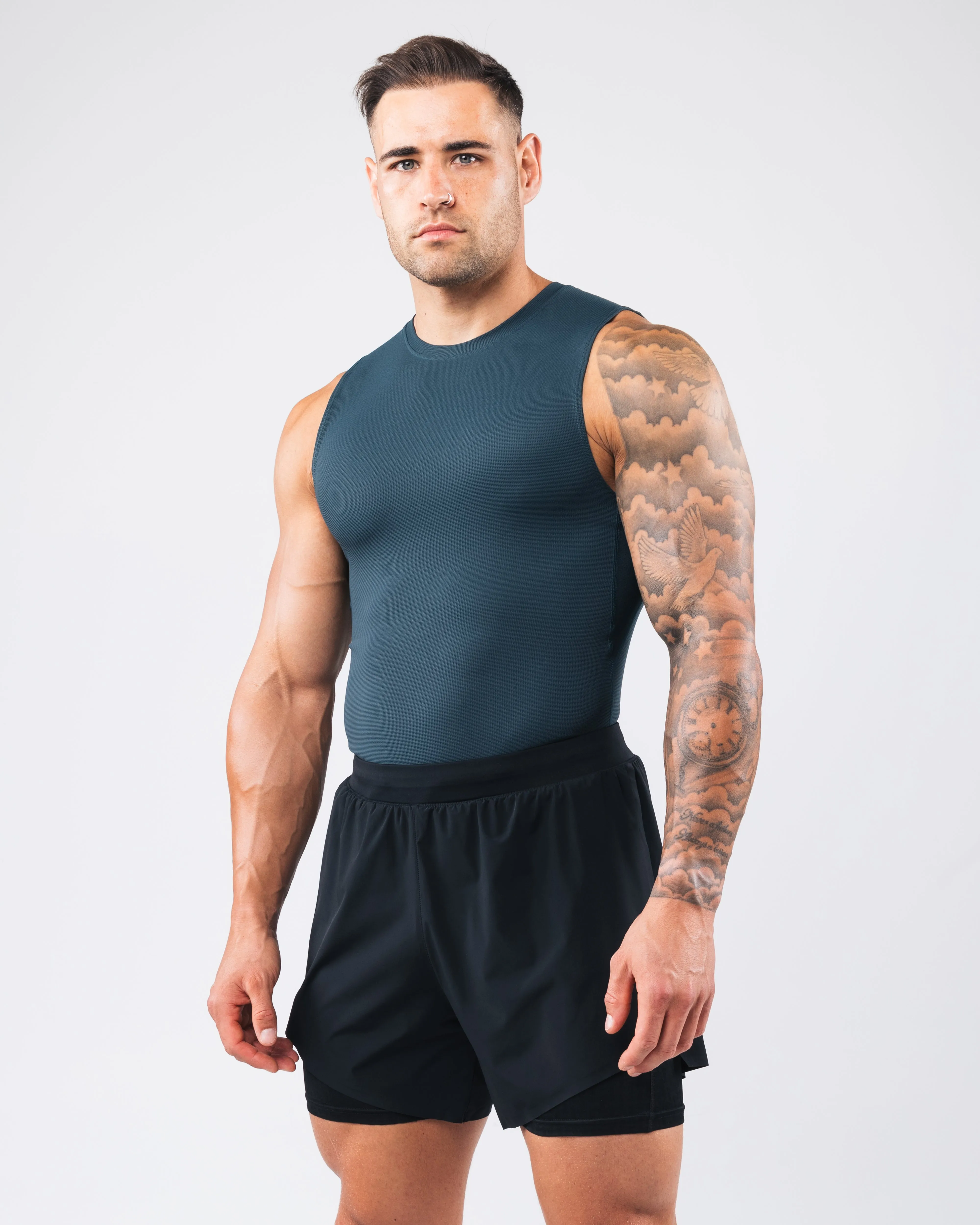 Ventilated Mesh wide - track Power Tank - Dark Cyan
