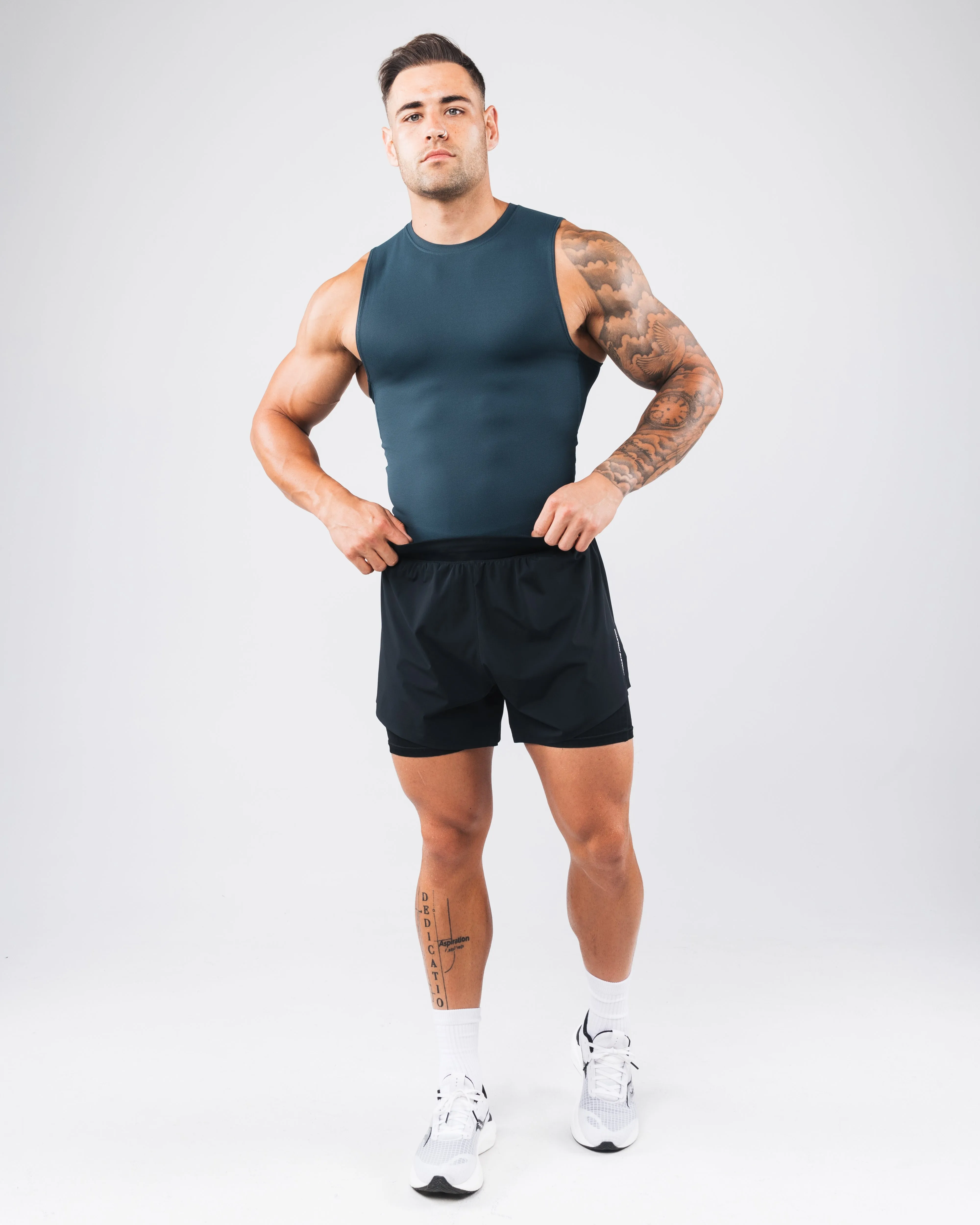 Power Tank - Dark Cyan Ribbed Trim