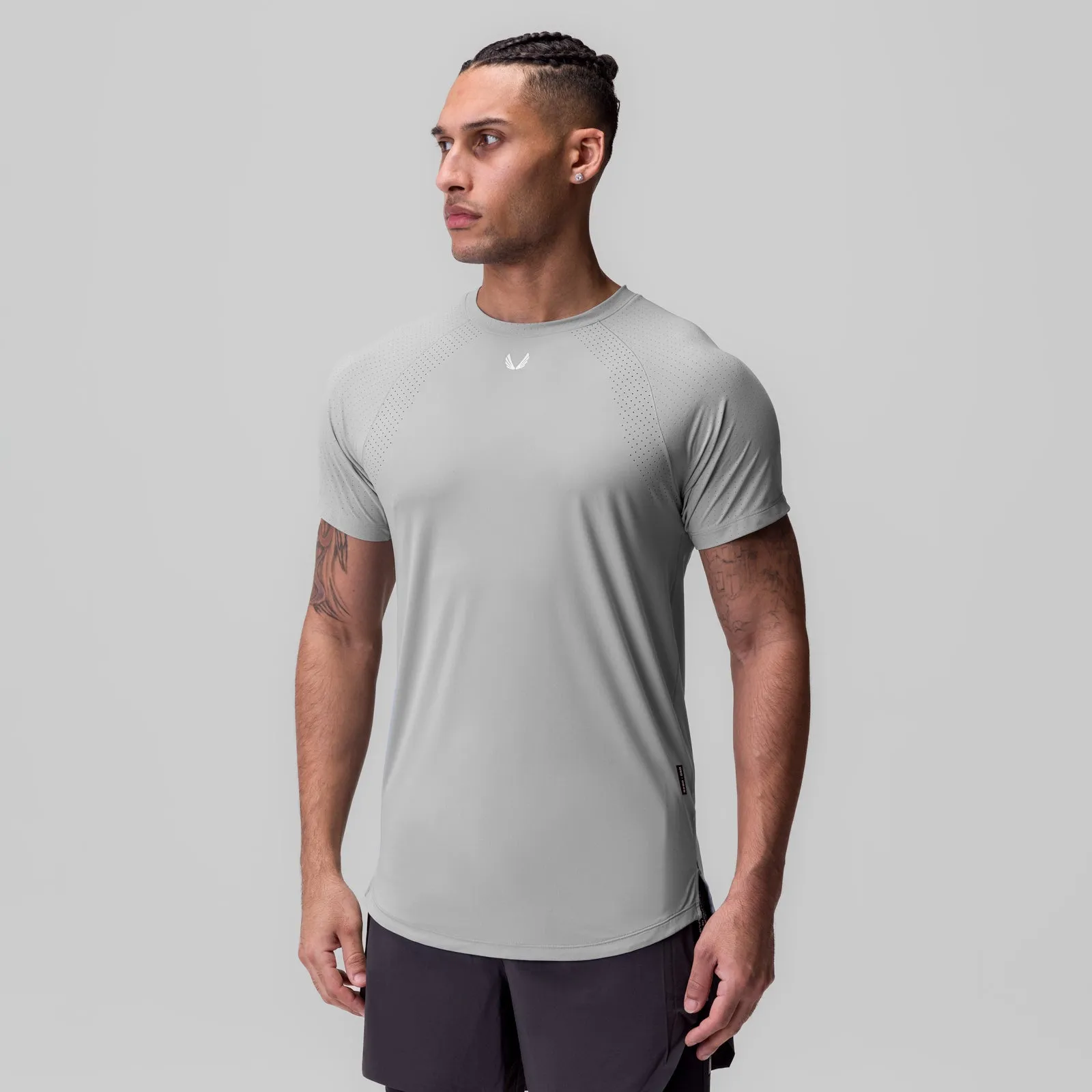 0948. Laser-Vent? Established Tee - Slate Grey polo neck
