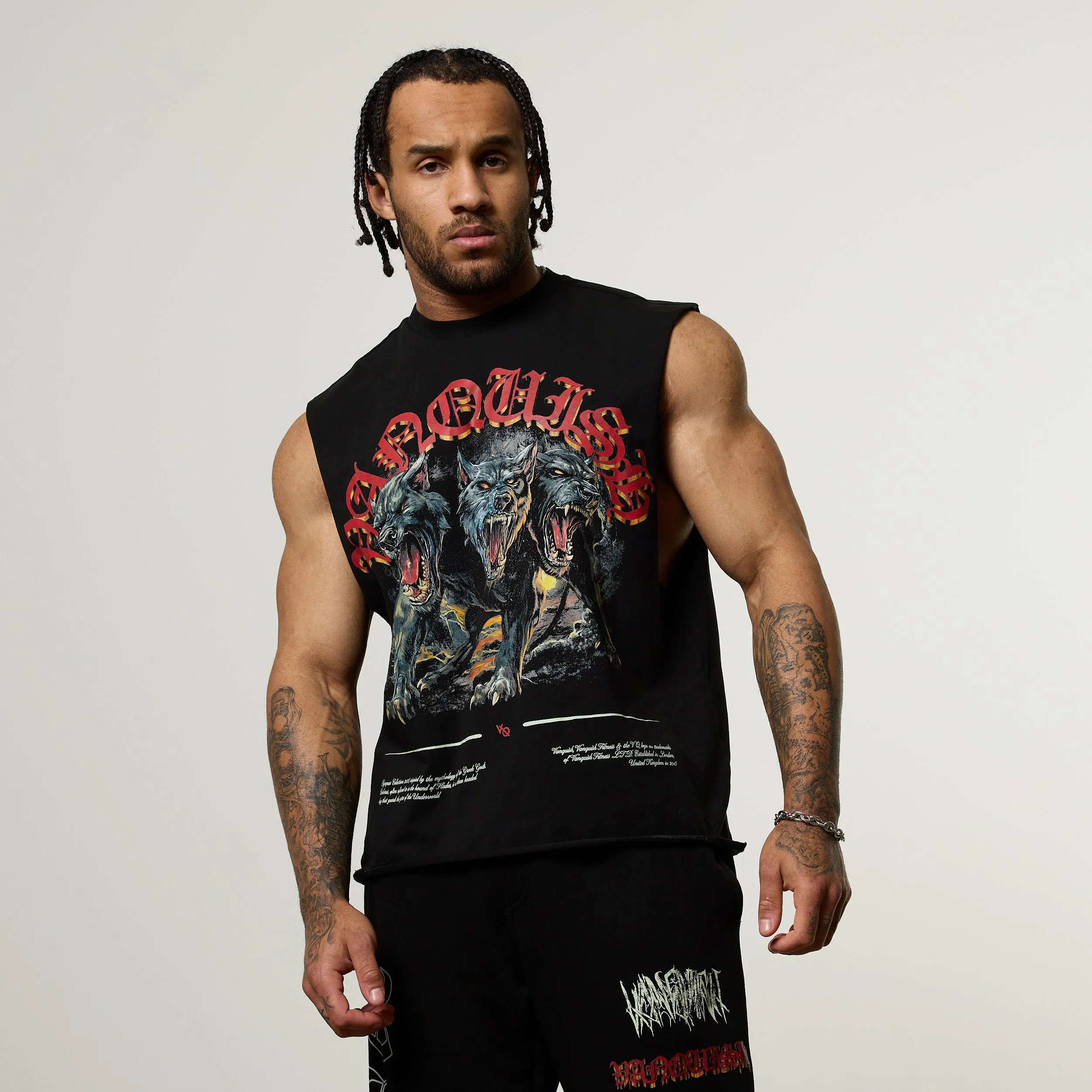 Vanquish Olympus Black Cerberus Oversized Boxy Cut Off Sleeveless T Shirt Valentine's Day
