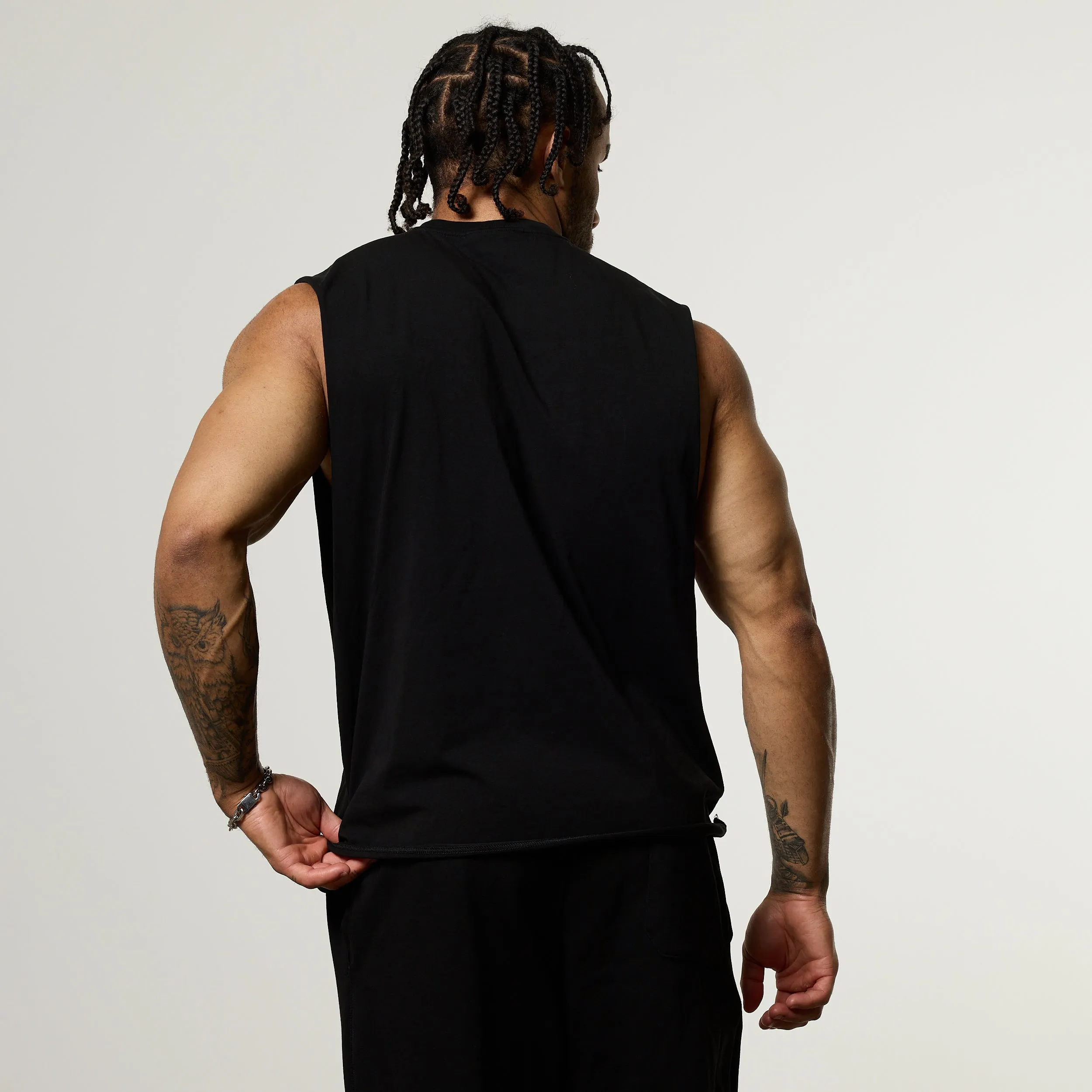 Vanquish Olympus Black Cerberus Oversized Boxy Cut Off Sleeveless T Shirt Urban Style Trend
