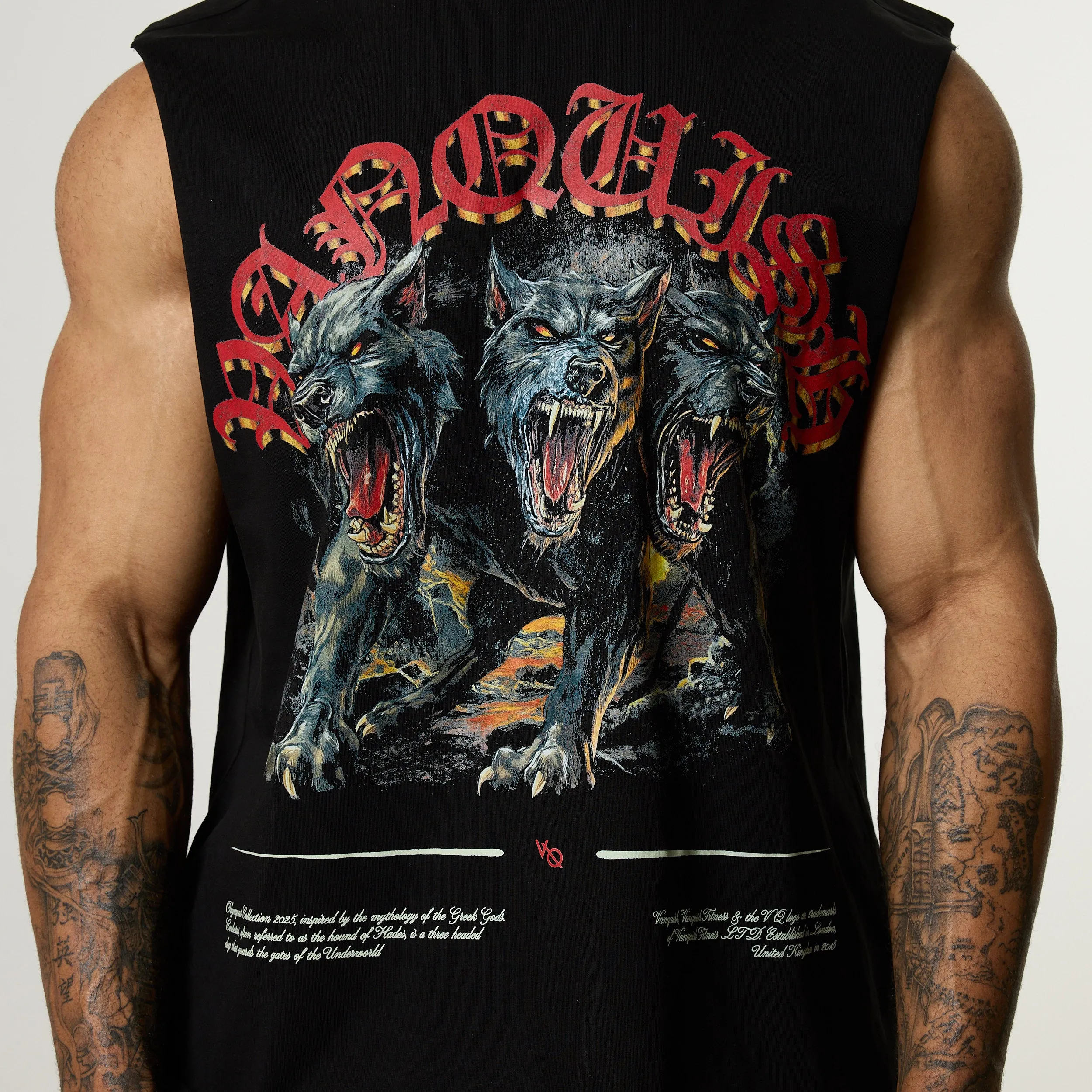 Relaxed Fashion Vanquish Olympus Black Cerberus Oversized Boxy Cut Off Sleeveless T Shirt