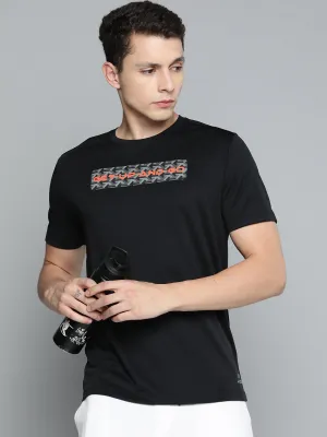 Cyber Glow Alcis Men Black Typography Printed Slim Fit T-shirt