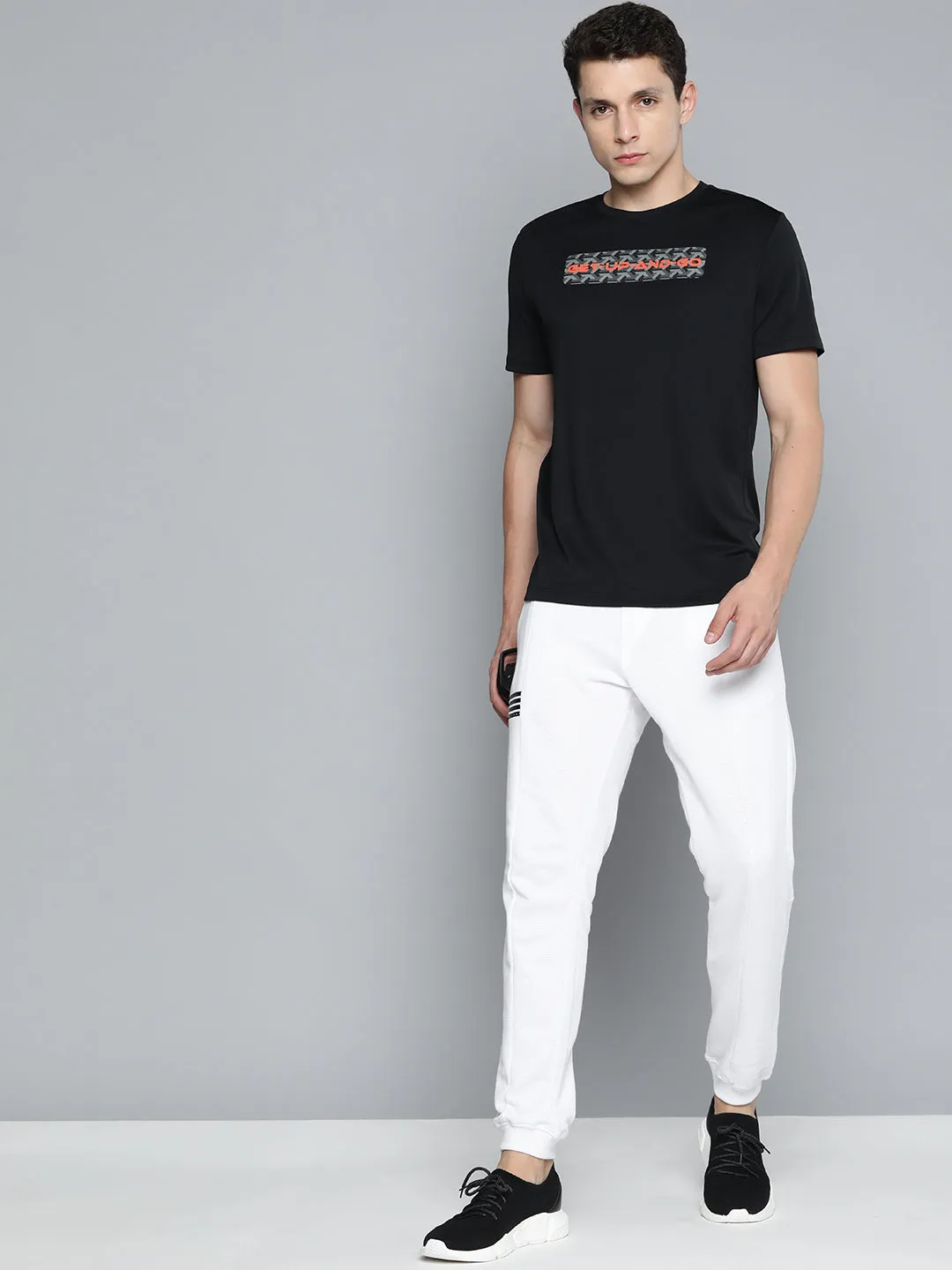 Alcis Men Black Typography Printed Slim Fit T-shirt Clear Glow High End