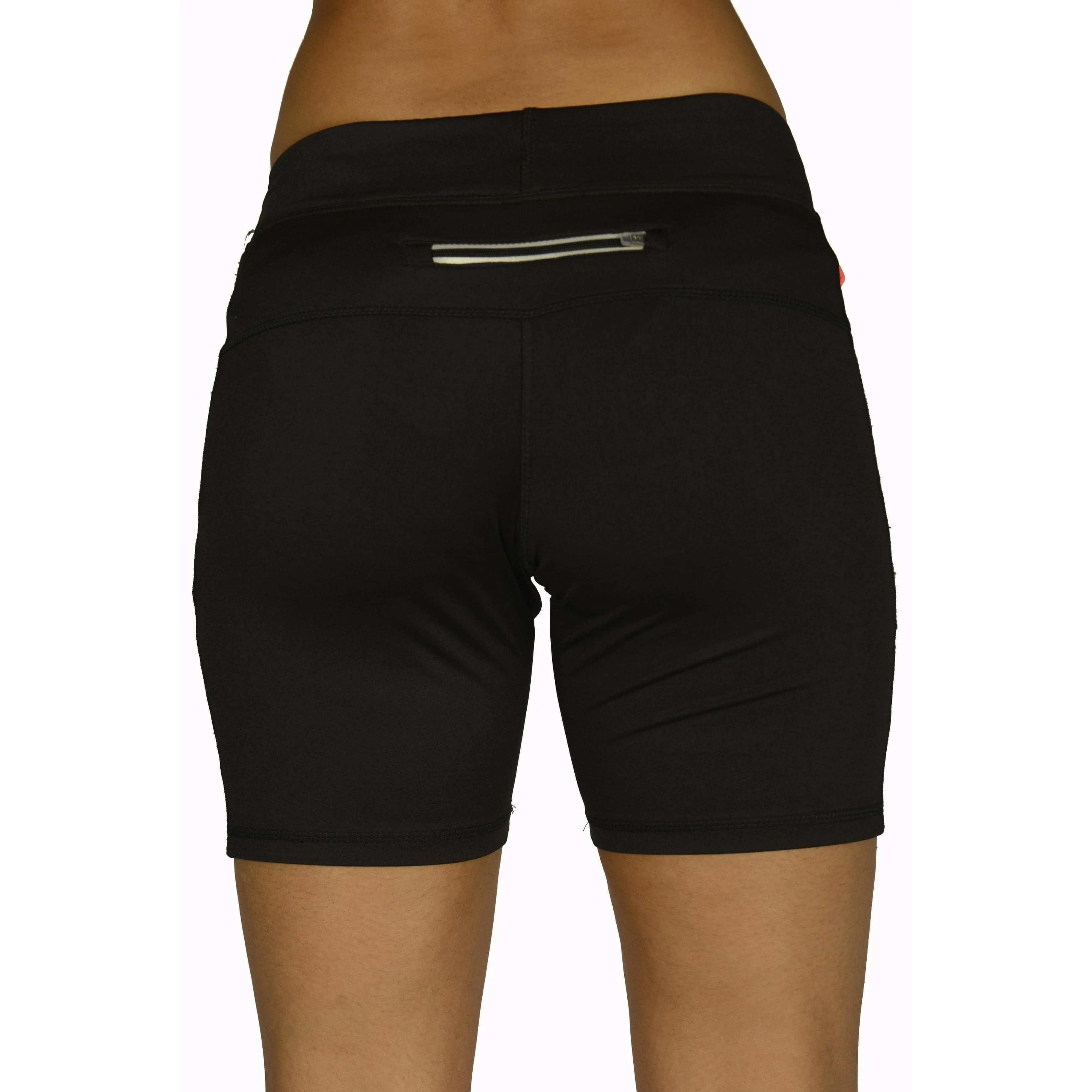 Neutral Tones Layered Look More Mile More-Tech Womens Short Running Tights - Black