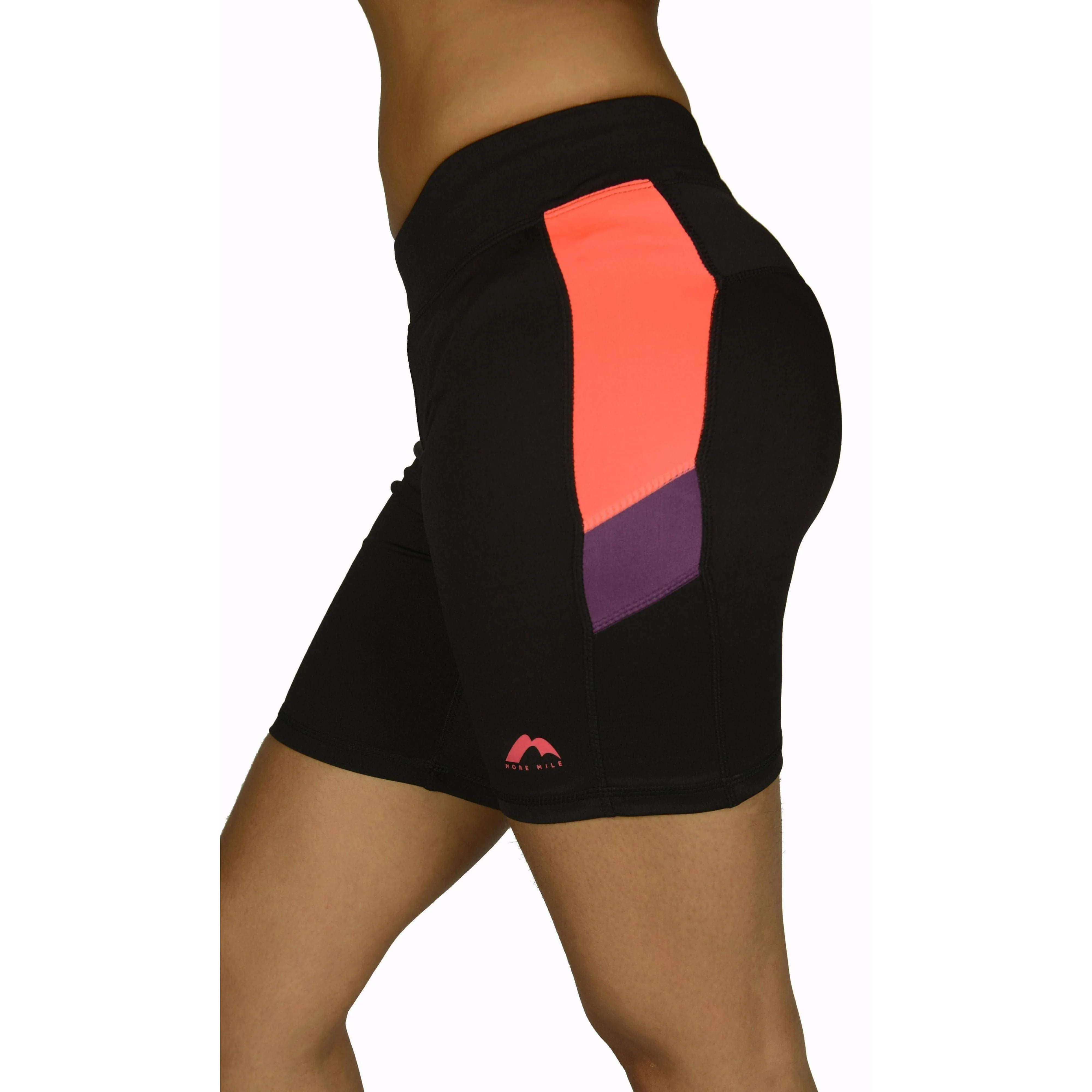 More Mile More-Tech Womens Short Running Tights - Black Airflow channels