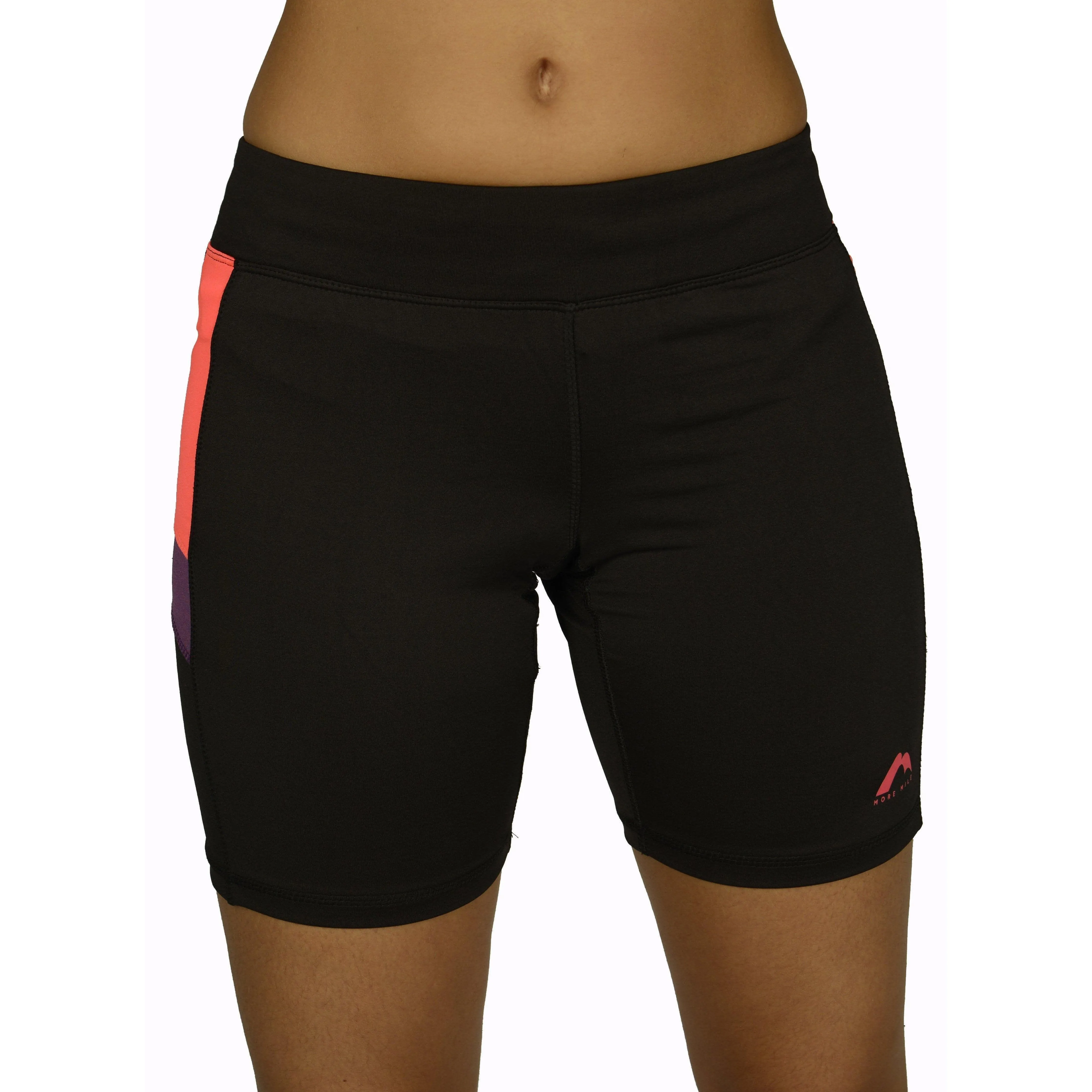 More Mile More-Tech Womens Short Running Tights - Black Reflective accents Breeze Friendly