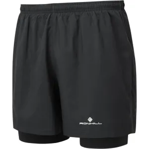 Ronhill Core Twin 2 In 1 Mens Running Shorts - Black Earth Tones Flatlock stitching