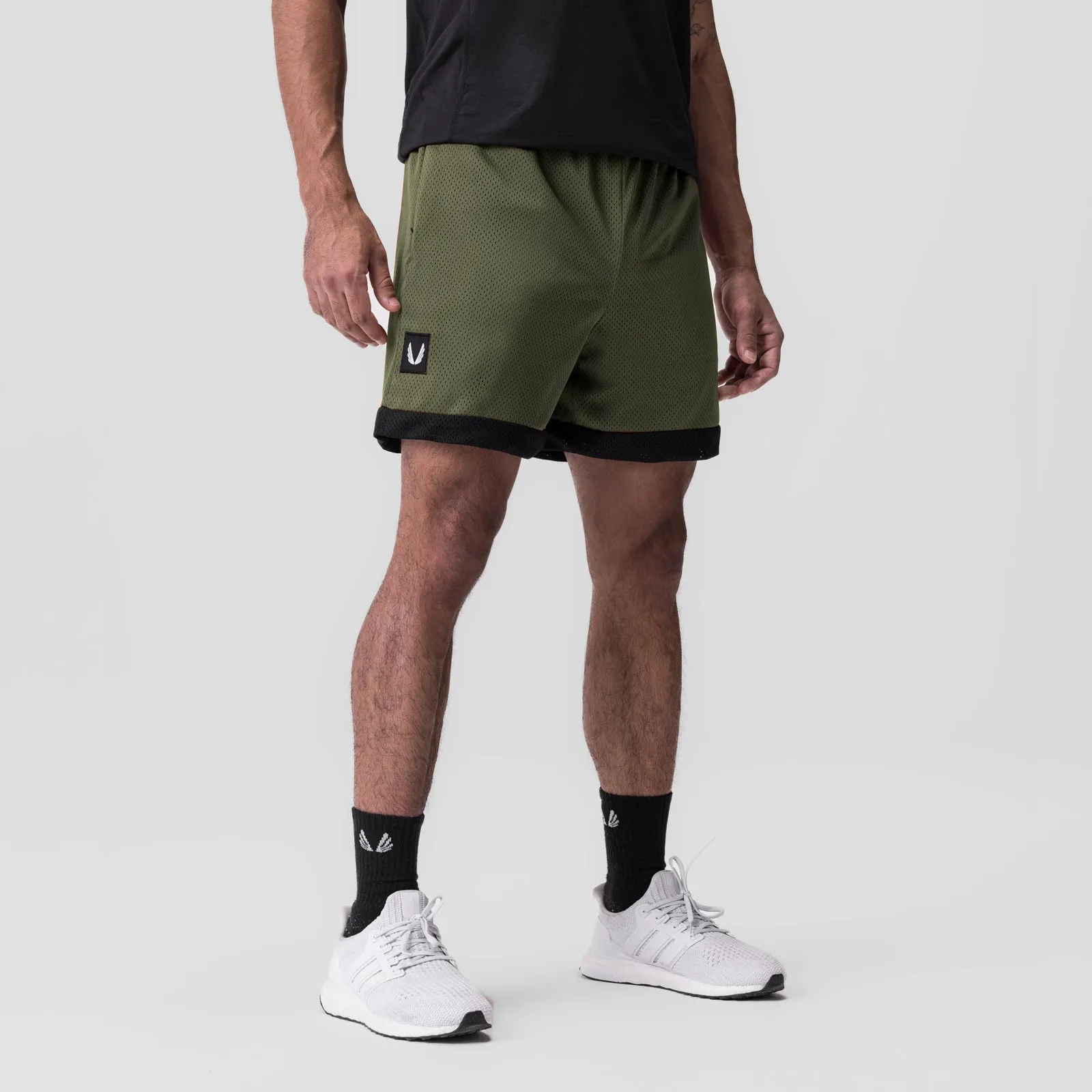 Abrasion Resistant Surface Gym apparel 0795. SilverPlus? Mesh Reversible Short - Olive/Black