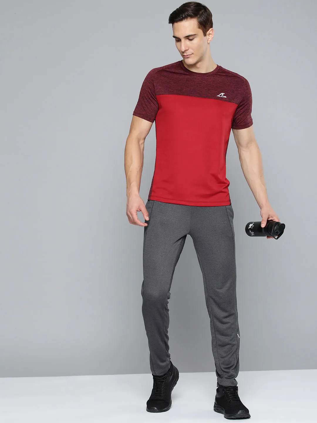 Alcis Men Charcoal Grey Solid Track Pants No Gap Waistband SecureCargoPockets