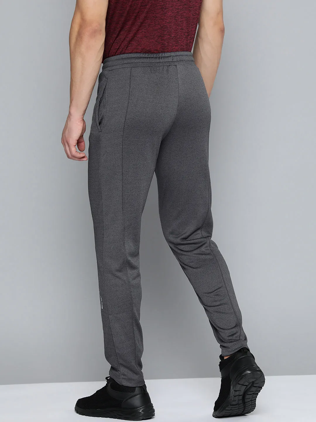 Alcis Men Charcoal Grey Solid Track Pants Detachable belt Fade Resistant Dye