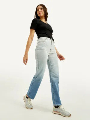 Morning Stroll Stretch Women's Blue Ribcage Straight Fit High Rise Jeans