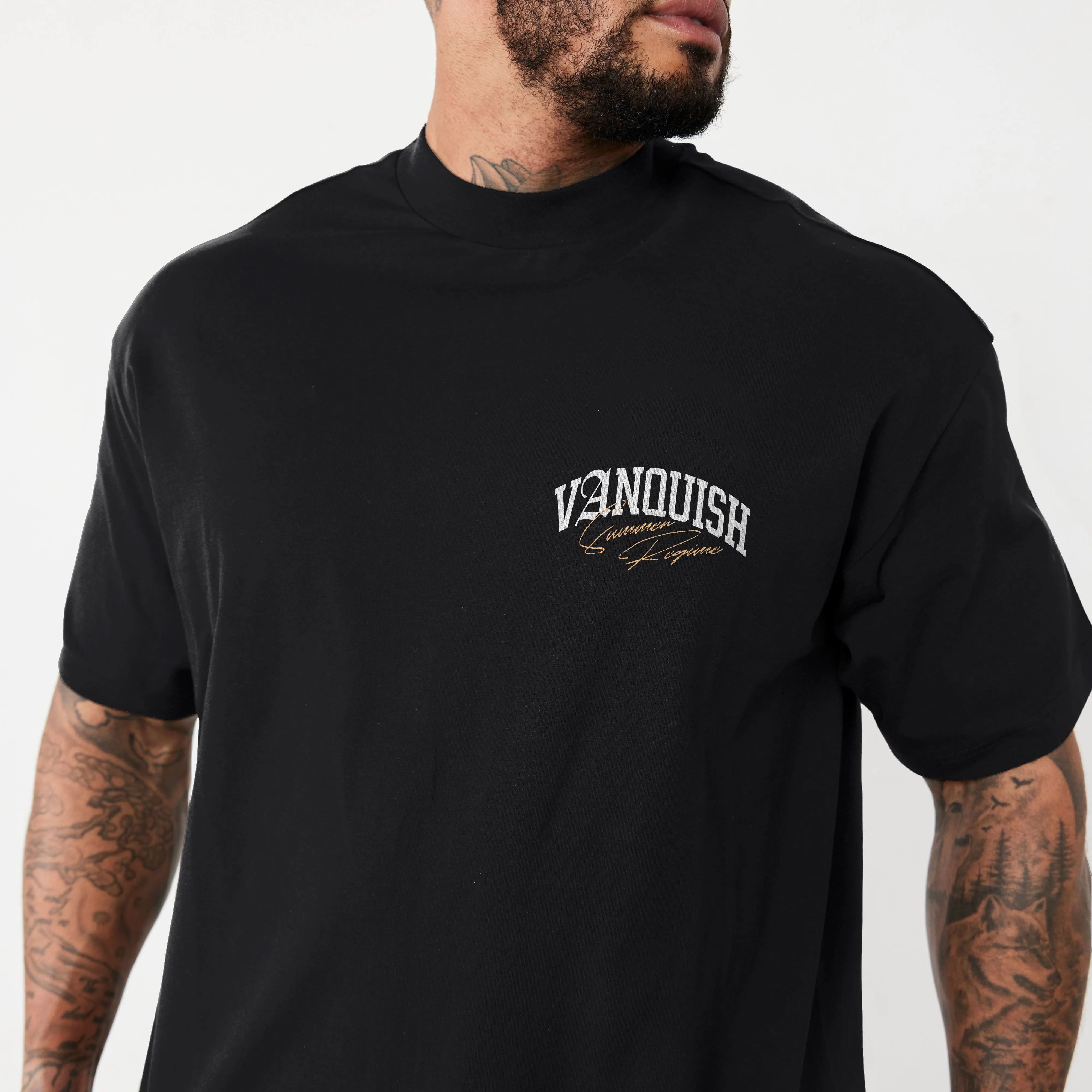 Flexible Cuff Design Vanquish Revolve Summer Regime Black Oversized T Shirt