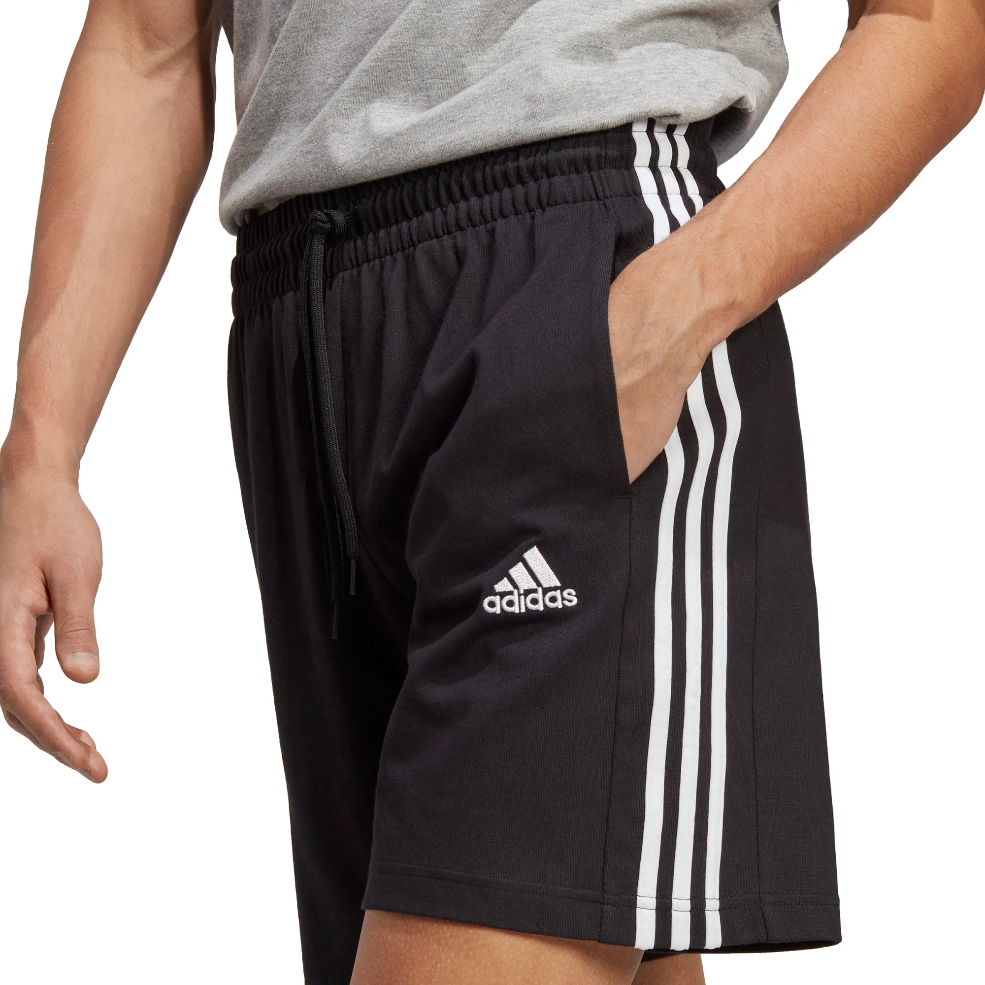 adidas Essentials 3 Stripes 7 Inch Mens Shorts - Black Sporty Casual