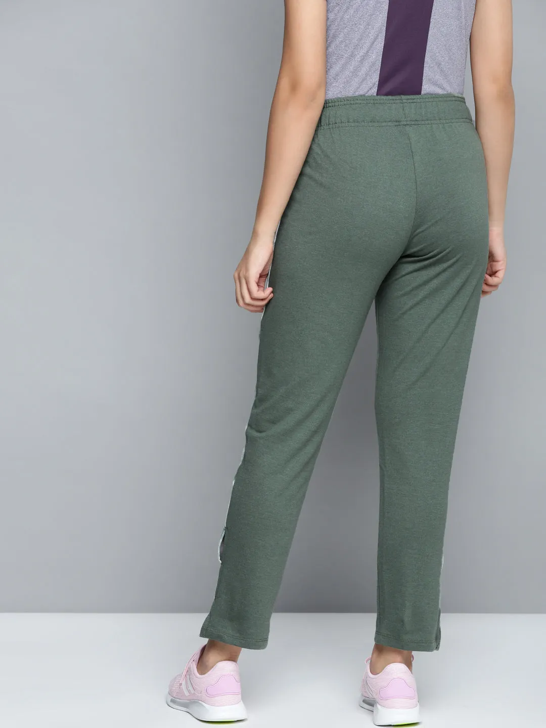Thermal regulation Cool Weather Alcis Women Olive Green Solid Slim Fit Track Pants with Side Taping Detail