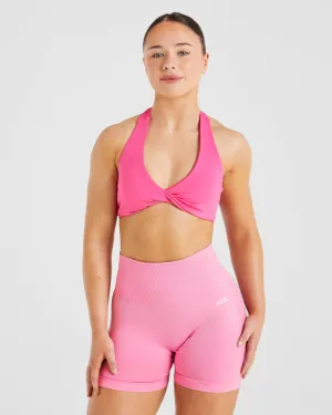 Essential Halterneck Sports Bra - Hot Pink Modern fitness gear Smooth Surface