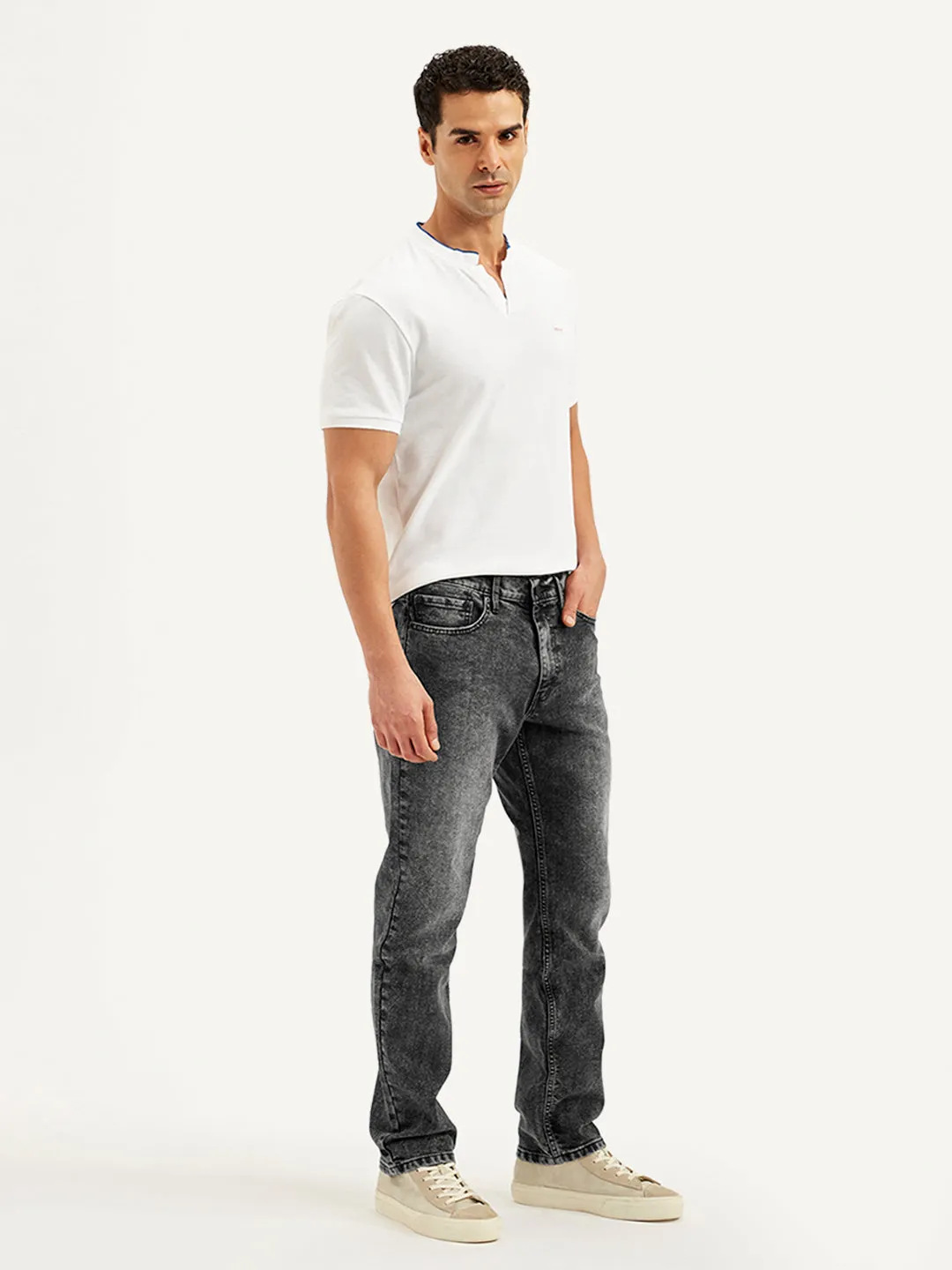 Men's 541 Grey Athletic Tapered Fit Mid Rise Jeans Flat Lock Stitching Relax Fit