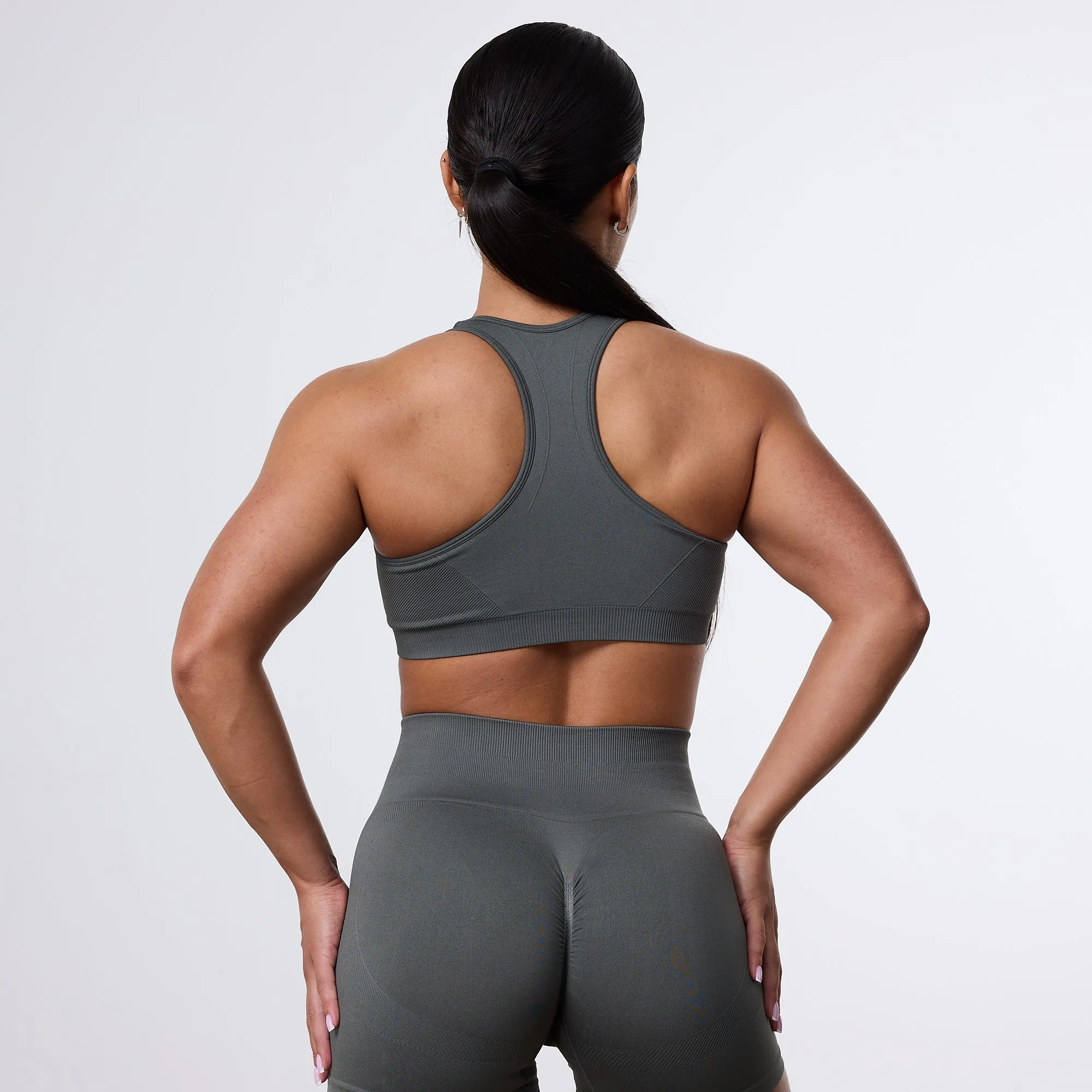 Elastic Fabric Vanquish Elevate Seamless Dark Olive Support Bra