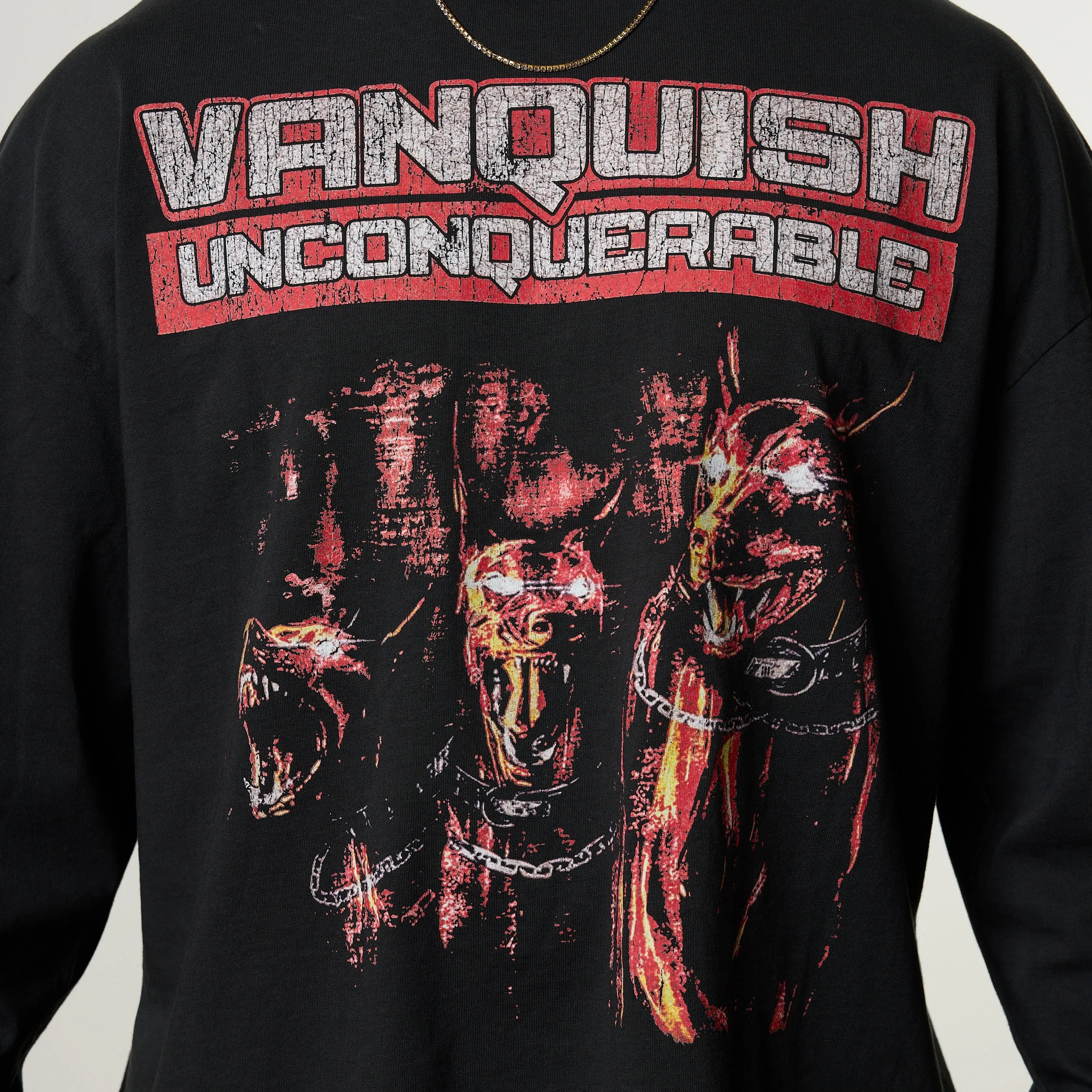 Vanquish Obsidian Black Dobermann Oversized Long Sleeve Boxy T Shirt EnhancedDurabilityFinish
