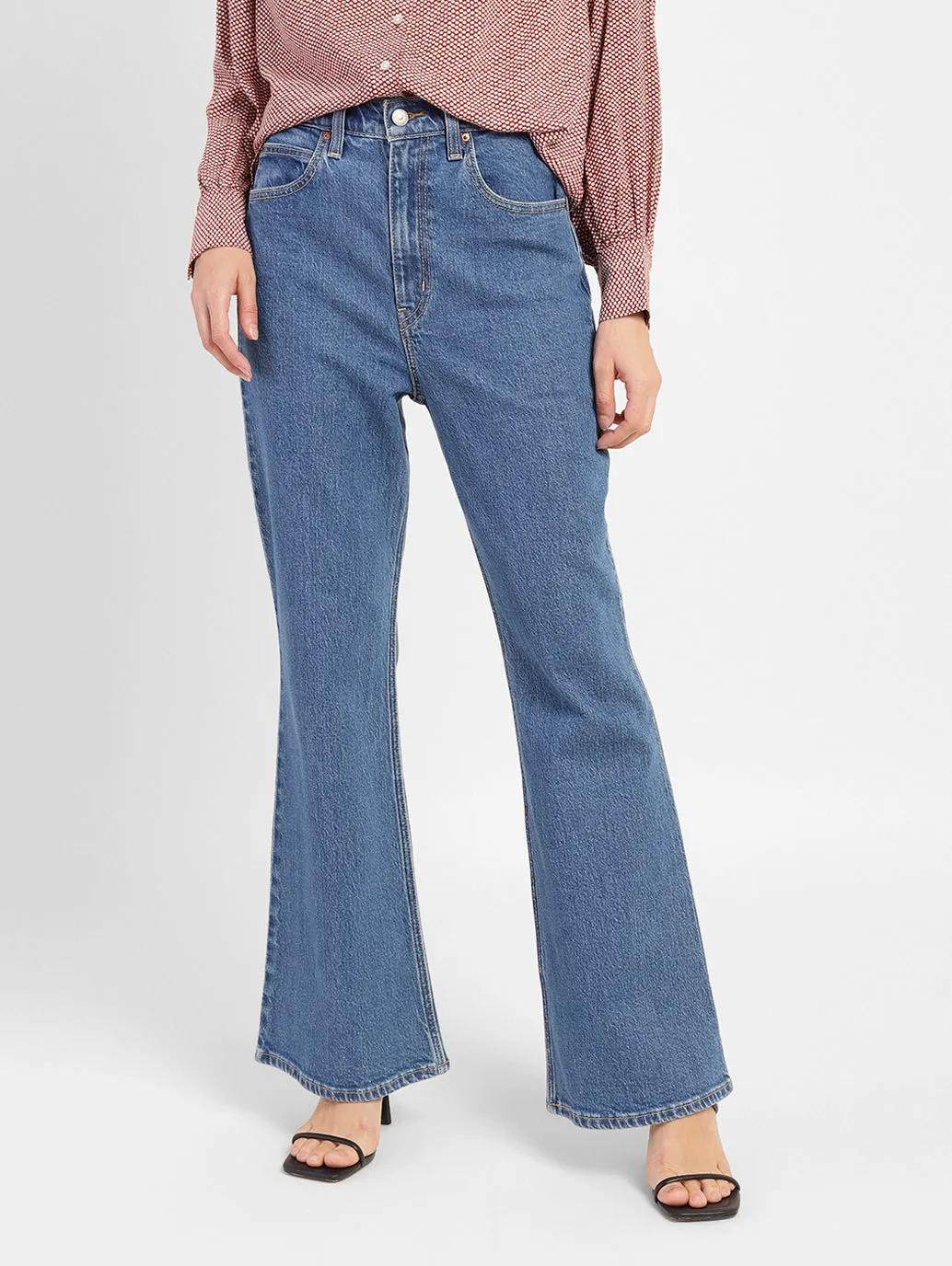 Women's 70s Blue Straight Fit High Rise Jeans Cool Outfit Breathable Fit